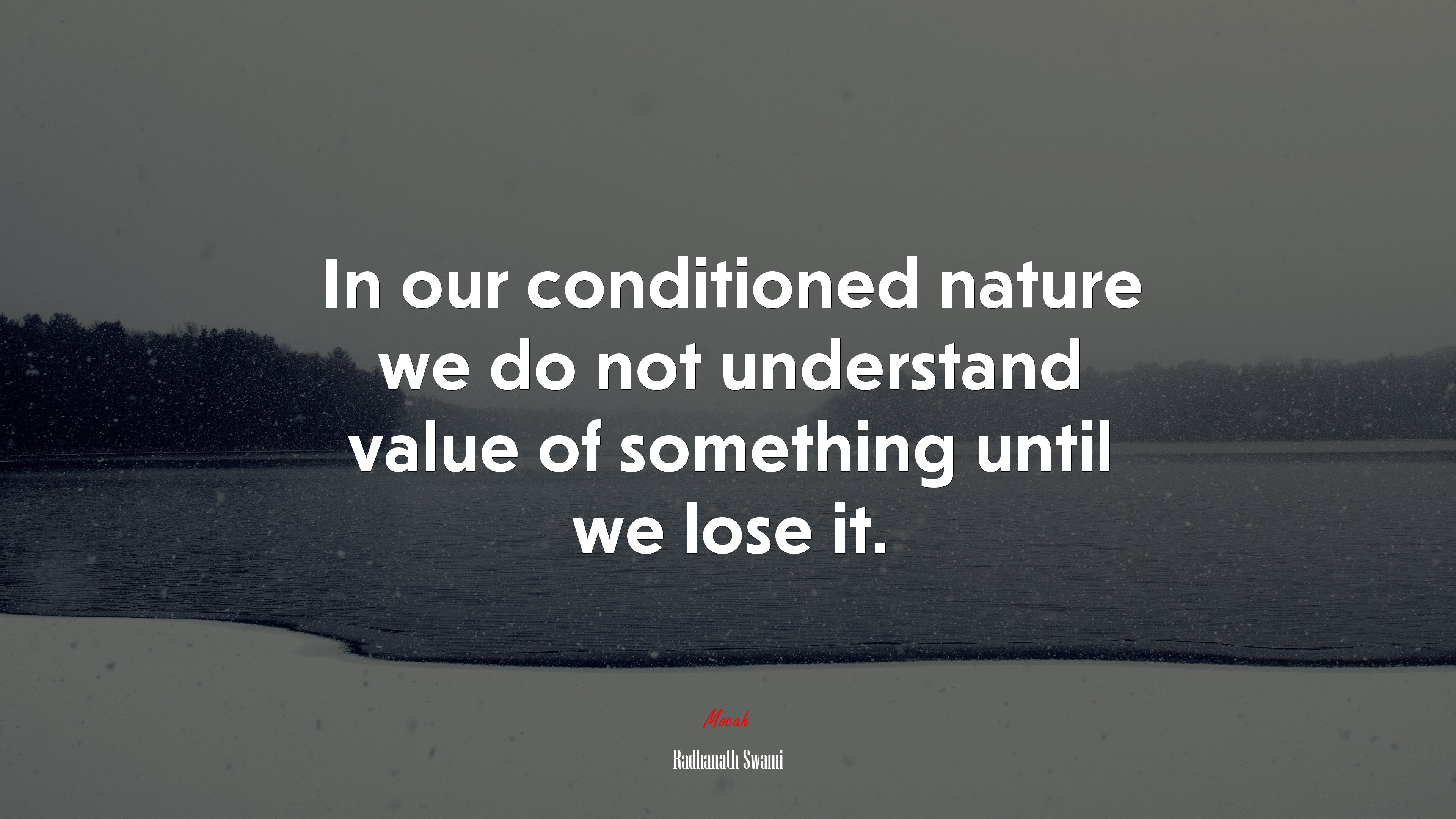 In our conditioned nature we do not understand value of something until we lose it. | Radhanath Swami quote HD Wallpaper