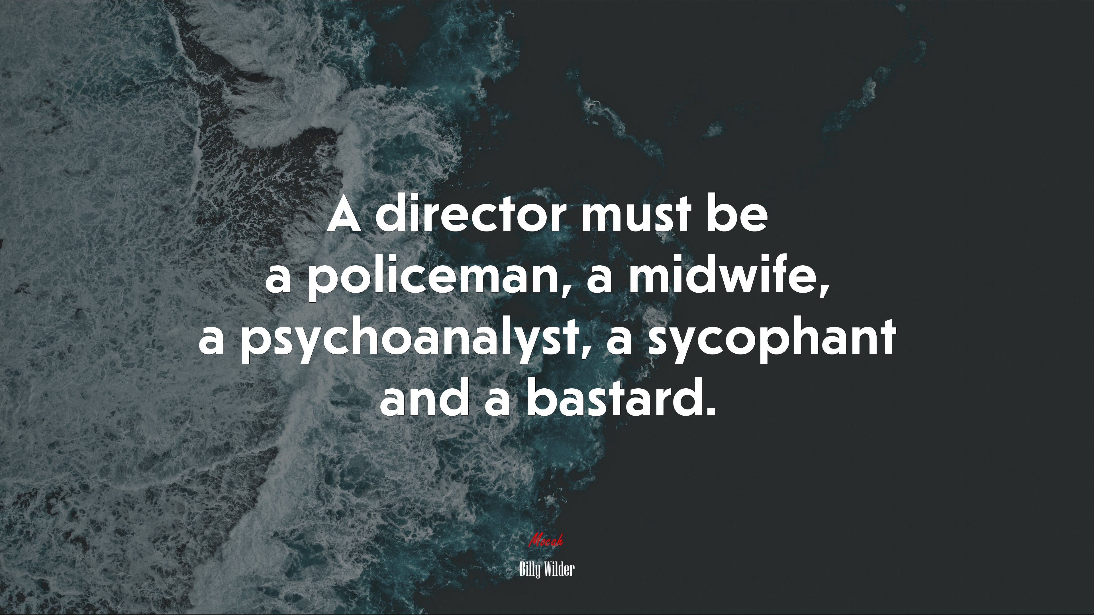 A director must be a policeman, a midwife, a psychoanalyst, a sycophant and a bastard. | Billy Wilder quote HD Wallpaper