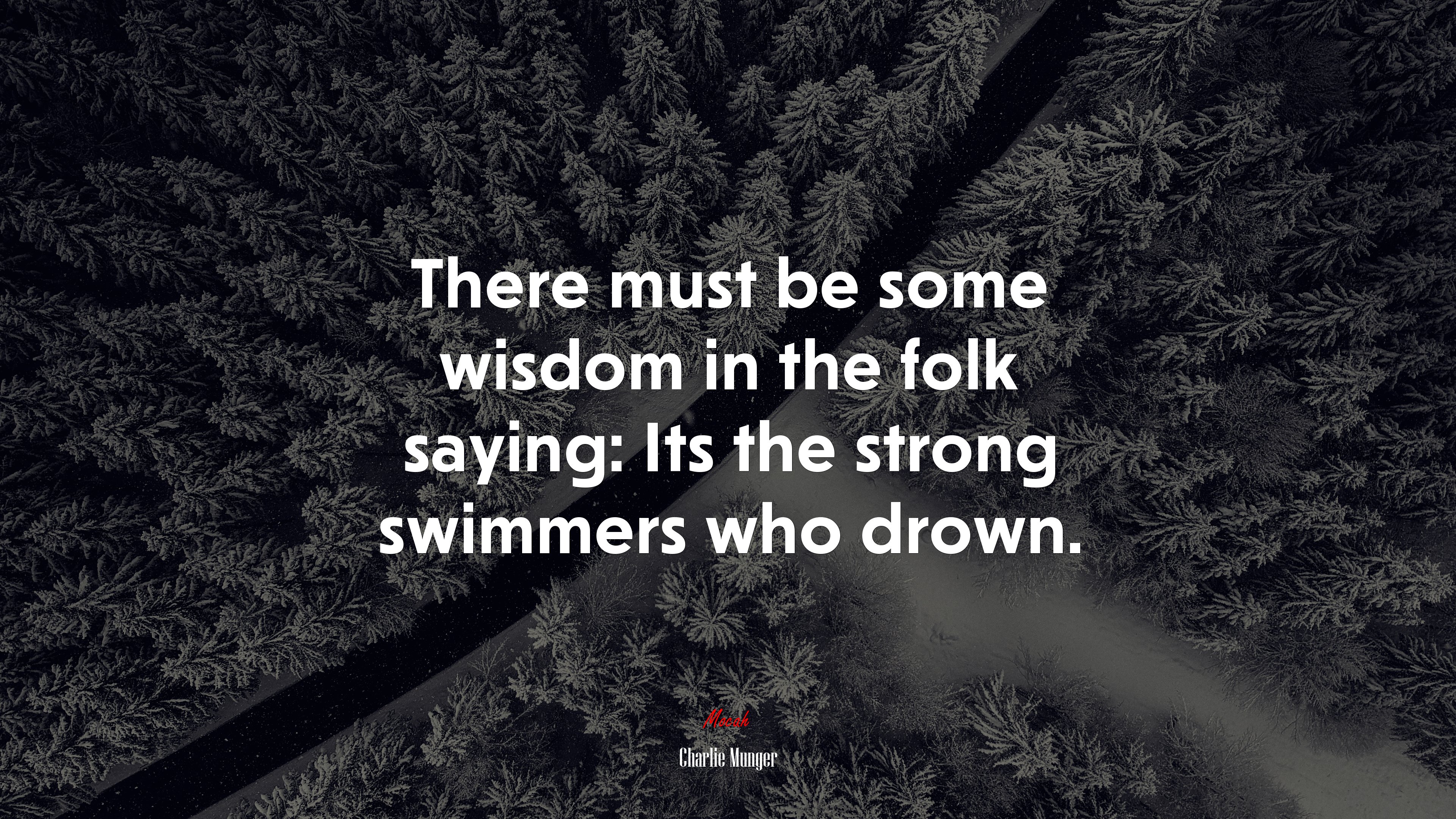 There must be some wisdom in the folk saying: Its the strong swimmers who drown. | Charlie Munger quote HD Wallpaper