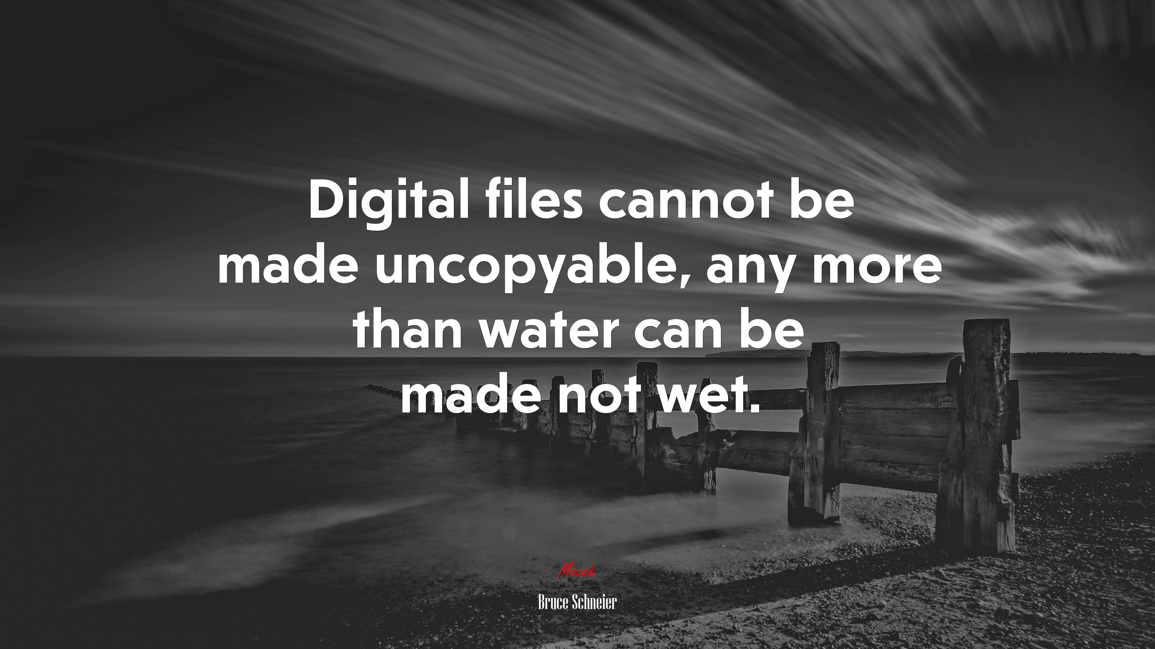Digital files cannot be made uncopyable, any more than water can be made not wet. | Bruce Schneier quote HD Wallpaper