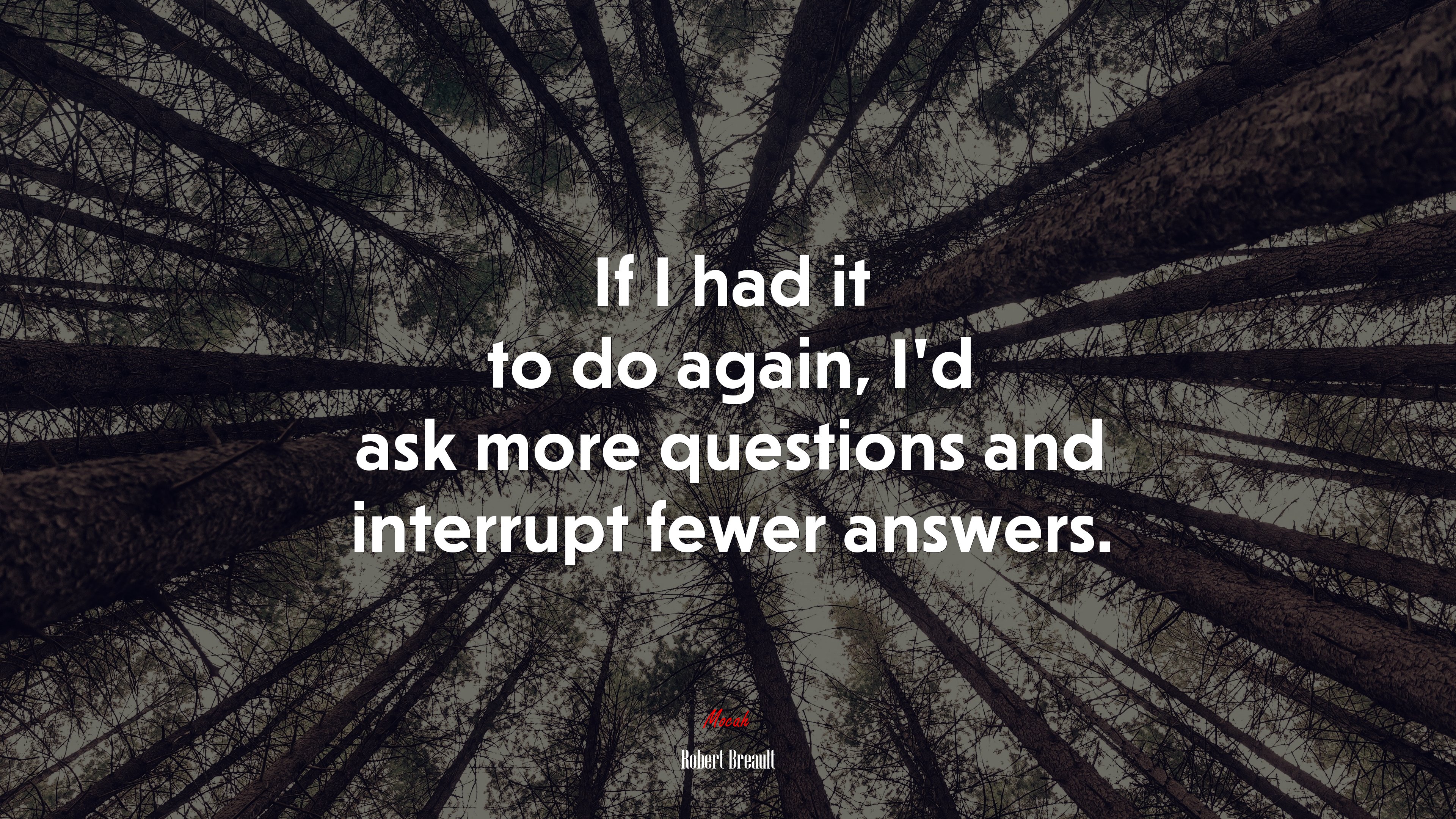 If I had it to do again, I’d ask more questions and interrupt fewer answers. | Robert Breault quote HD Wallpaper