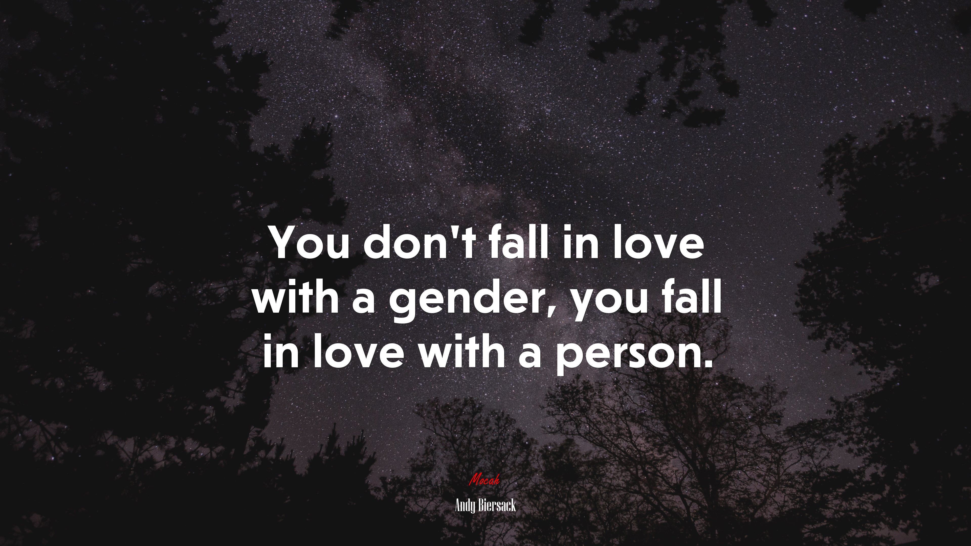 You don’t fall in love with a gender, you fall in love with a person. | Andy Biersack quote HD Wallpaper