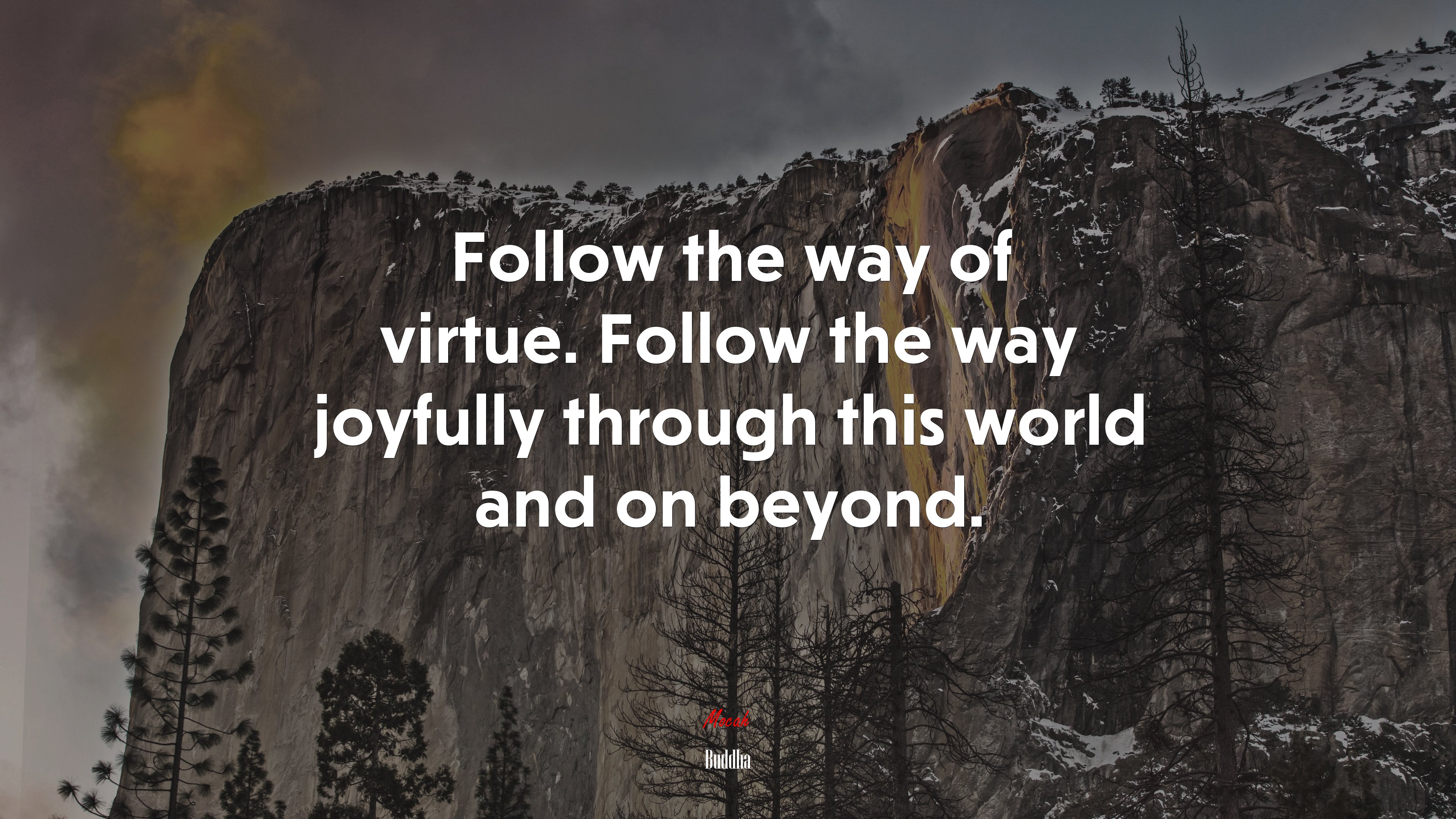 Follow the way of virtue. Follow the way joyfully through this world and on beyond. | Buddha quote HD Wallpaper