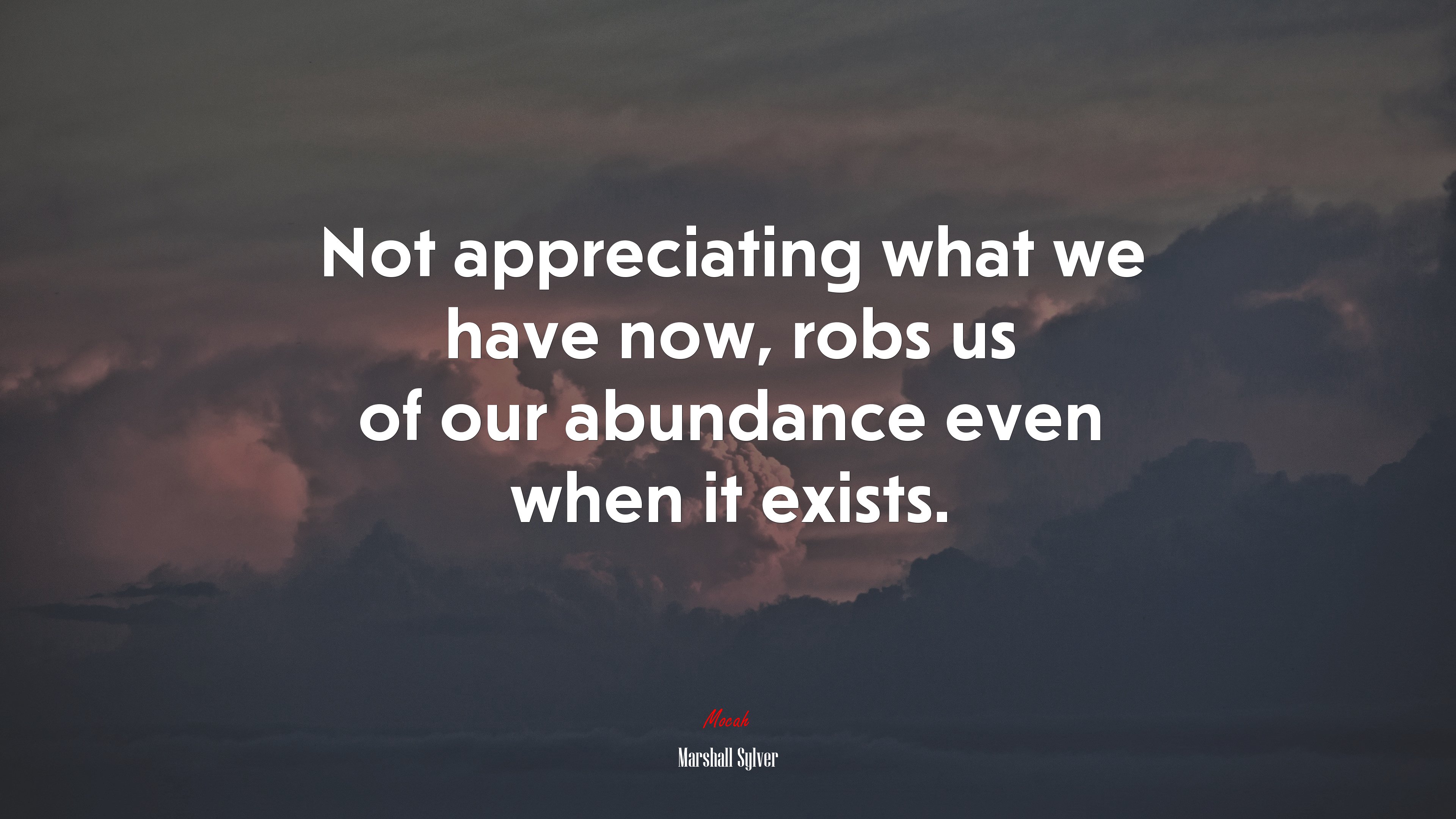 Not appreciating what we have now, robs us of our abundance even when it exists. | Marshall Sylver quote HD Wallpaper