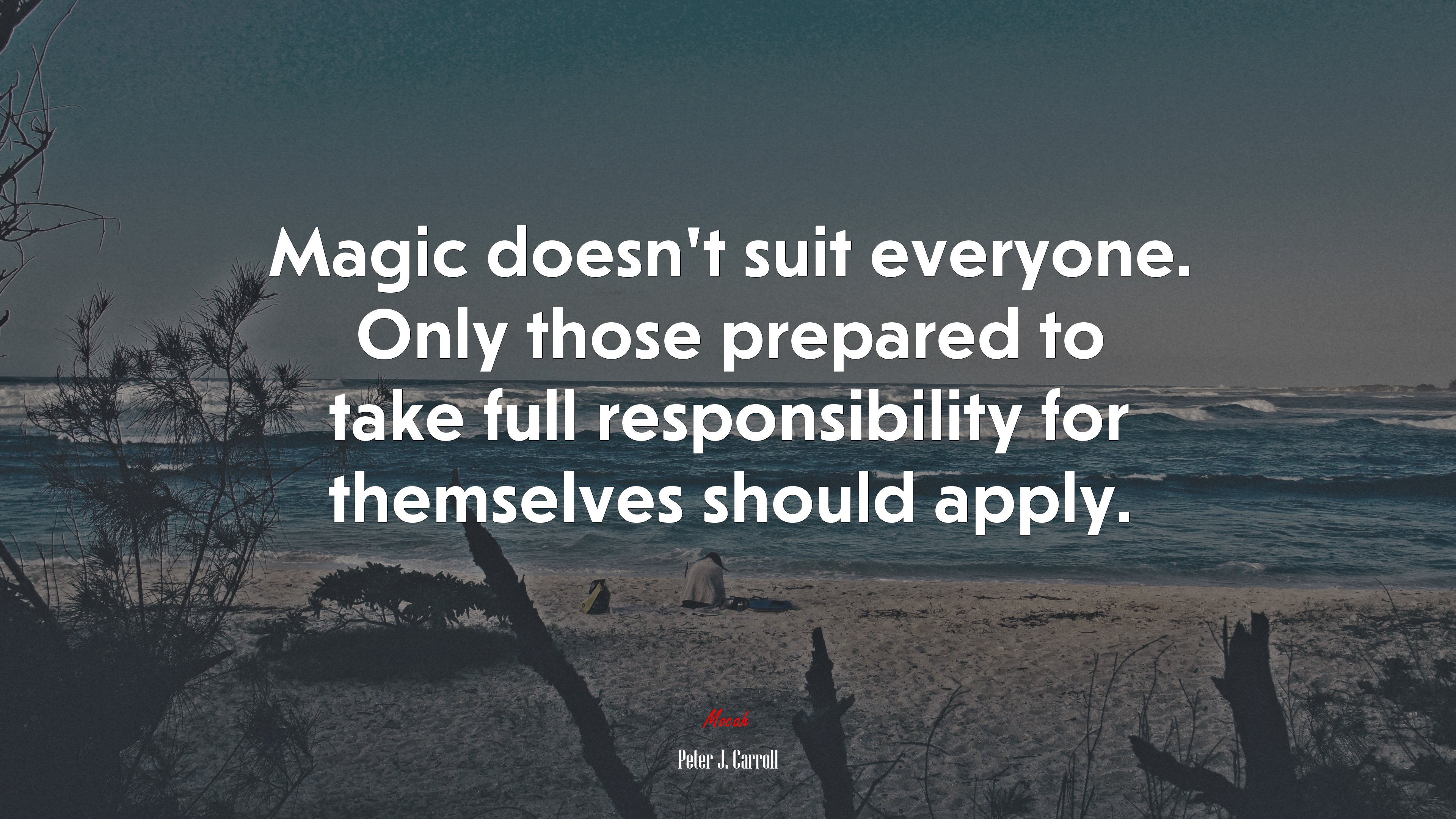 Magic doesn’t suit everyone. Only those prepared to take full responsibility for themselves should apply. | Peter J. Carroll quote HD Wallpaper