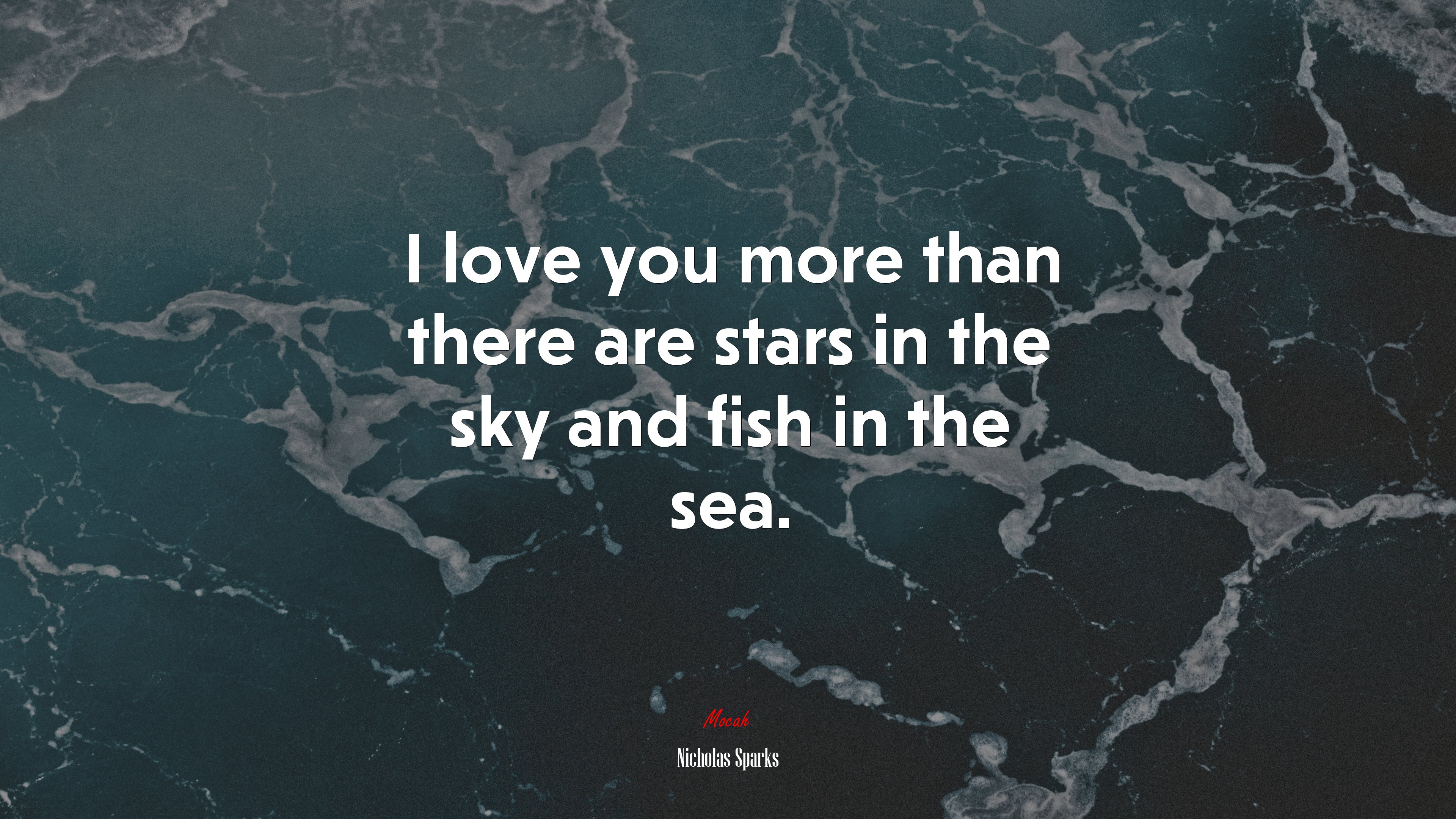 I love you more than there are stars in the sky and fish in the sea. | Nicholas Sparks quote HD Wallpaper