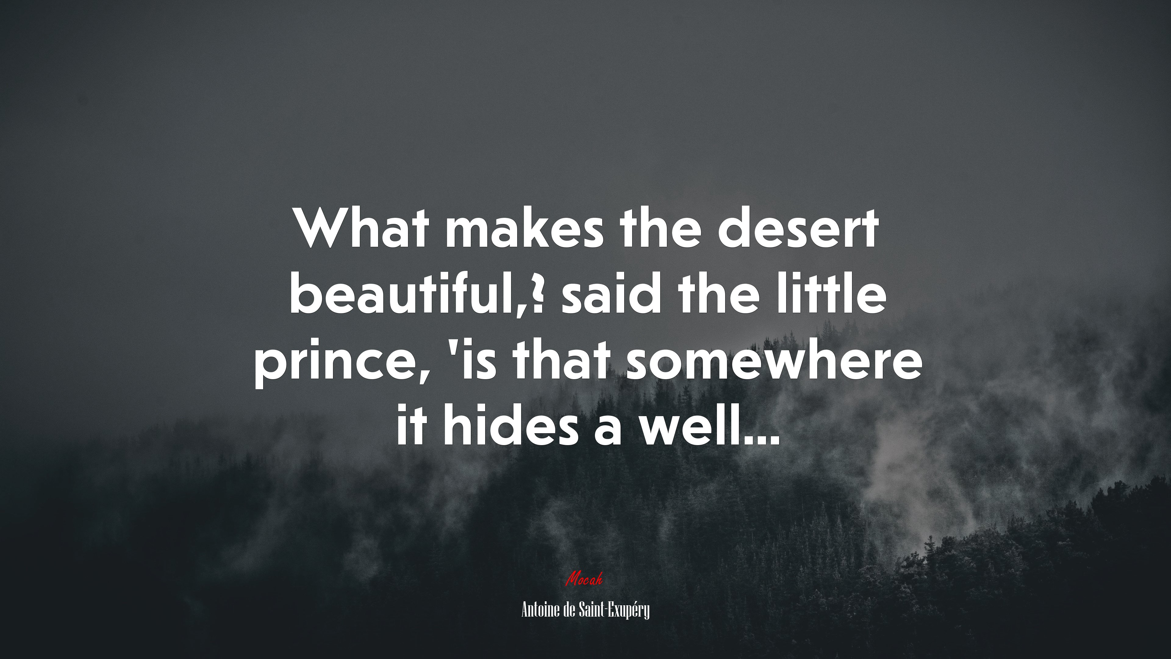 What makes the desert beautiful,? said the little prince, ’is that somewhere it hides a well... | Antoine de Saint-Exupéry quote HD Wallpaper