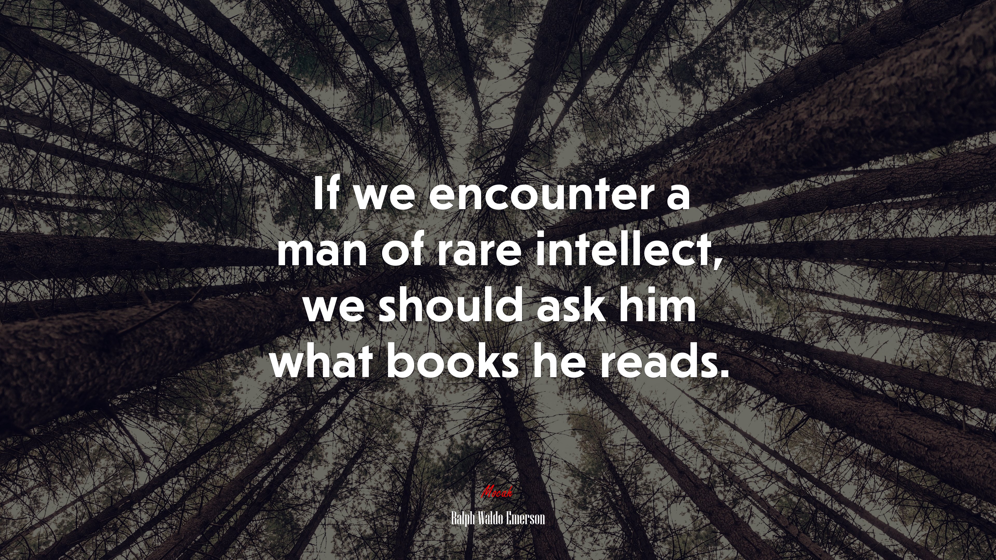 If we encounter a man of rare intellect, we should ask him what books he reads. | Ralph Waldo Emerson quote HD Wallpaper
