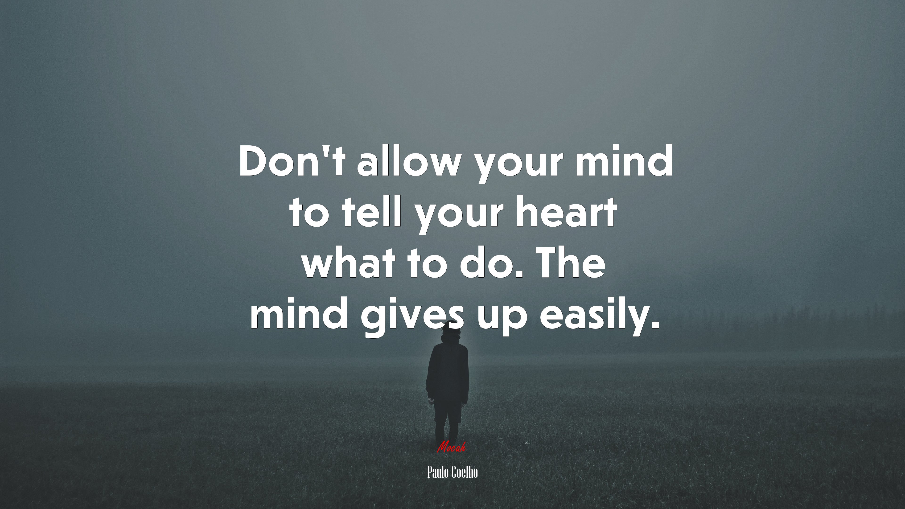 Don’t allow your mind to tell your heart what to do. The mind gives up easily. | Paulo Coelho quote HD Wallpaper