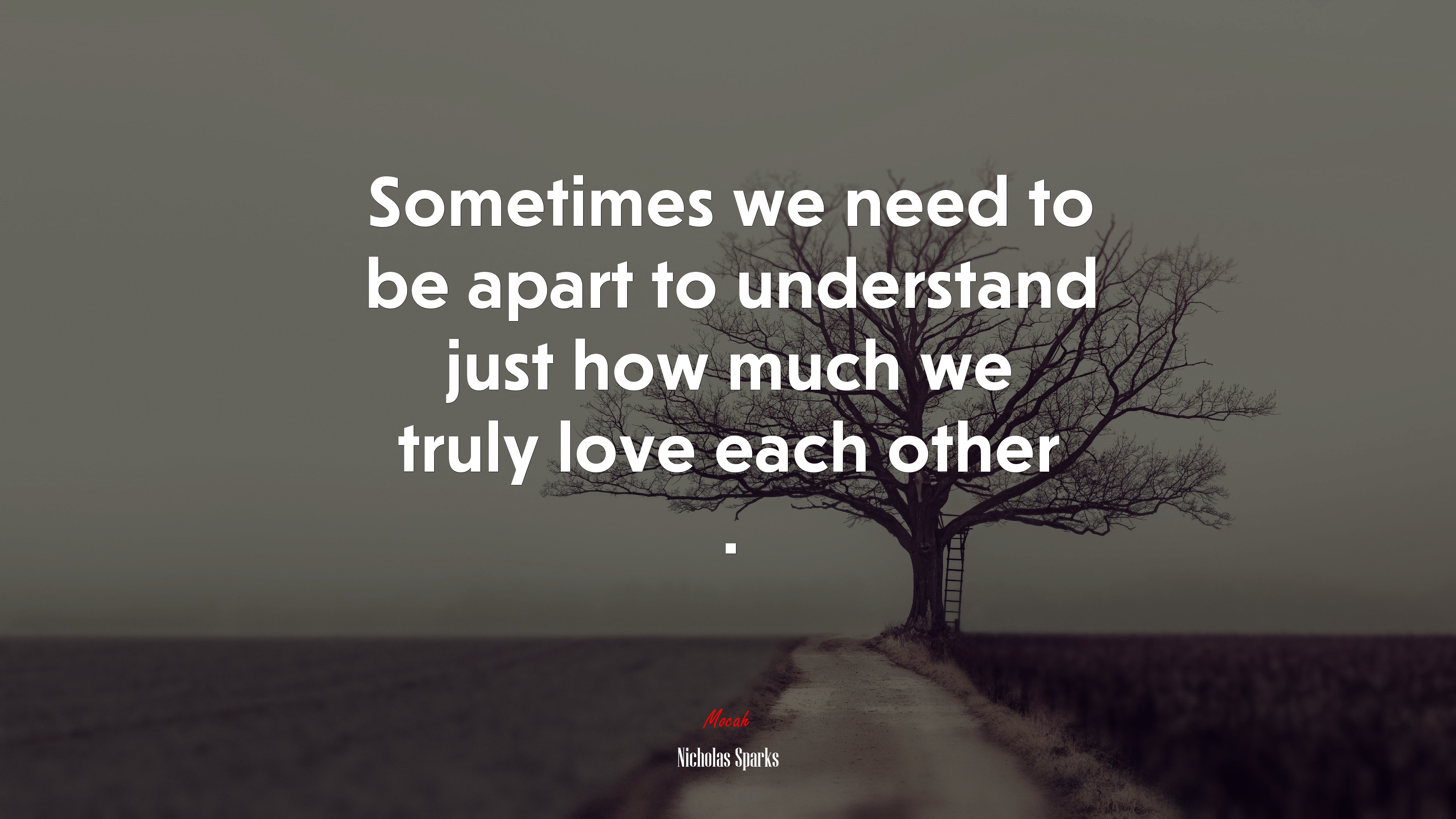 Sometimes we need to be apart to understand just how much we truly love each other . | Nicholas Sparks quote HD Wallpaper