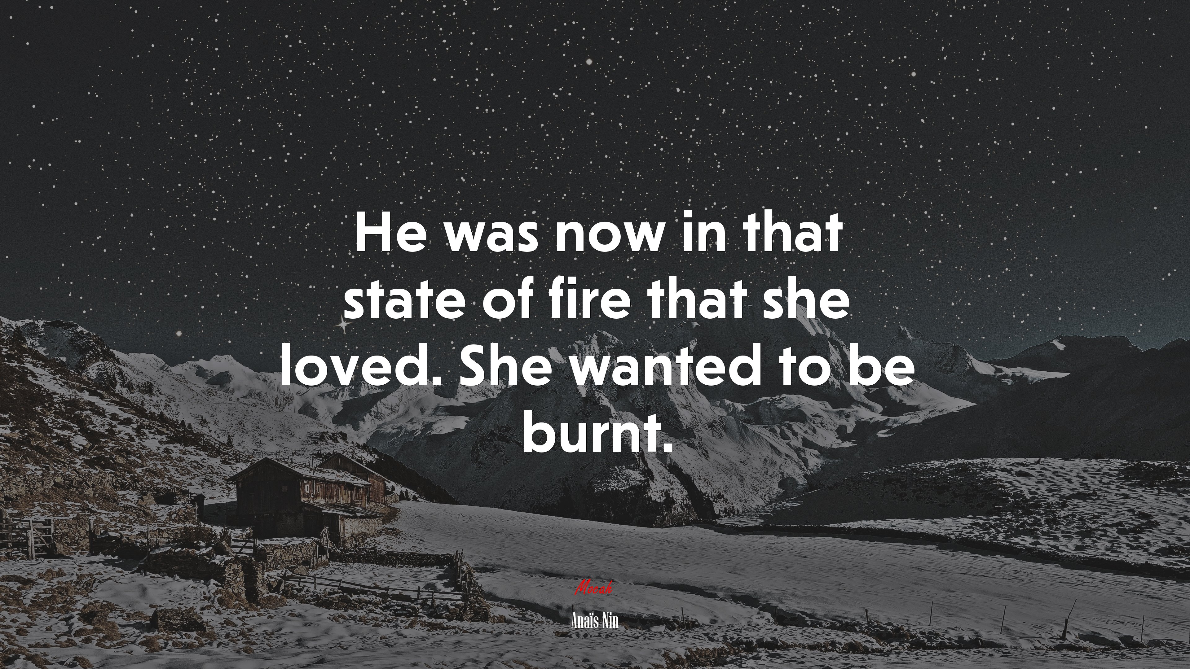 He was now in that state of fire that she loved. She wanted to be burnt. | Anaïs Nin quote HD Wallpaper