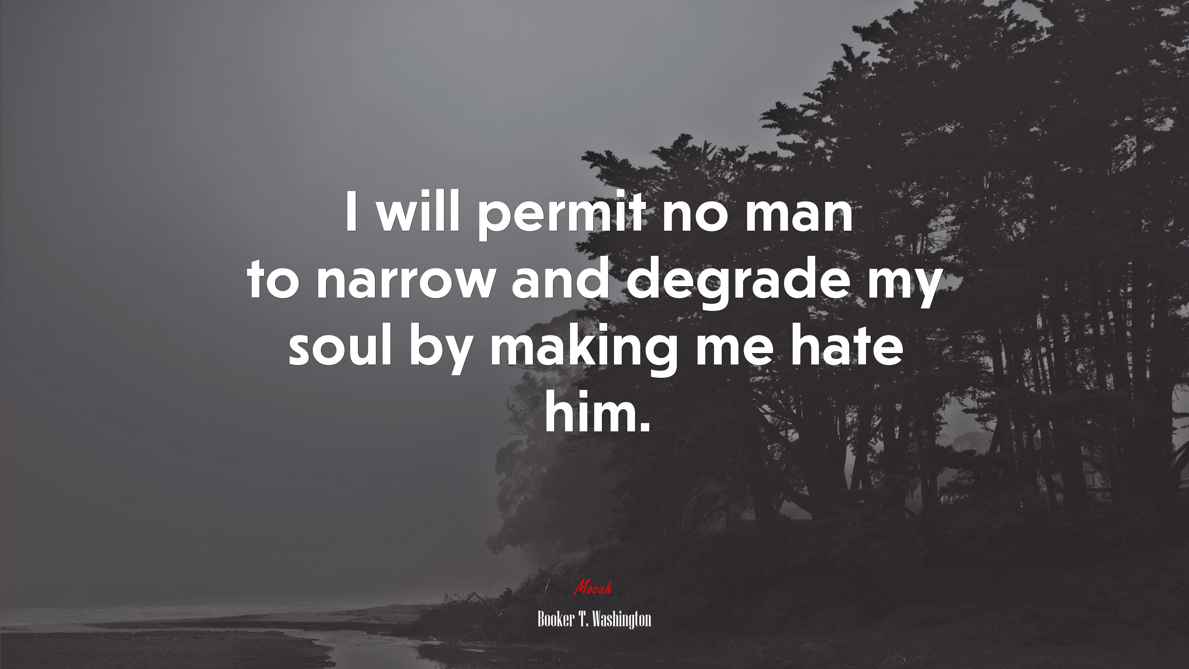 I will permit no man to narrow and degrade my soul by making me hate him. | Booker T. Washington quote HD Wallpaper