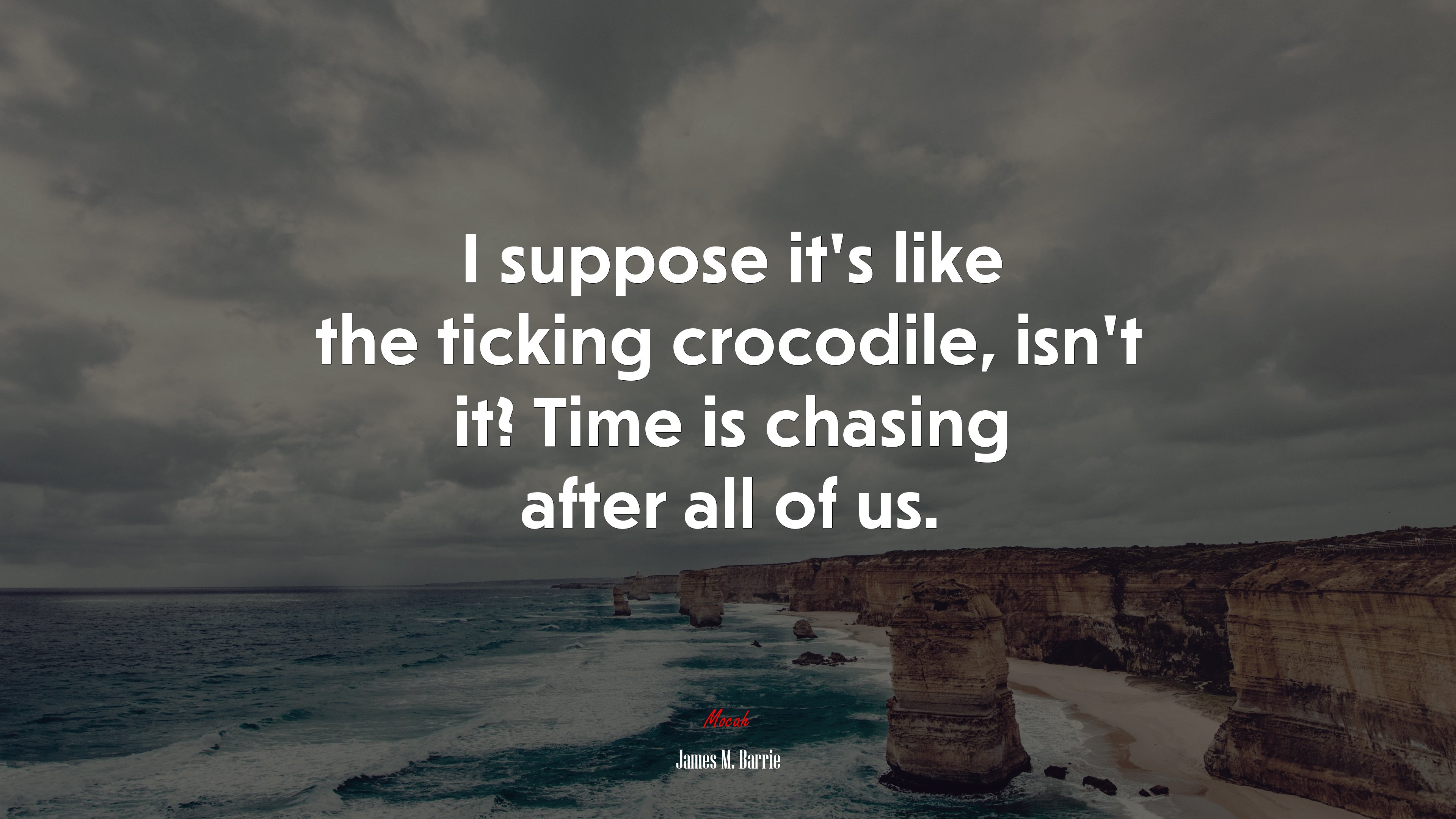 I suppose it’s like the ticking crocodile, isn’t it? Time is chasing after all of us. | James M. Barrie quote HD Wallpaper