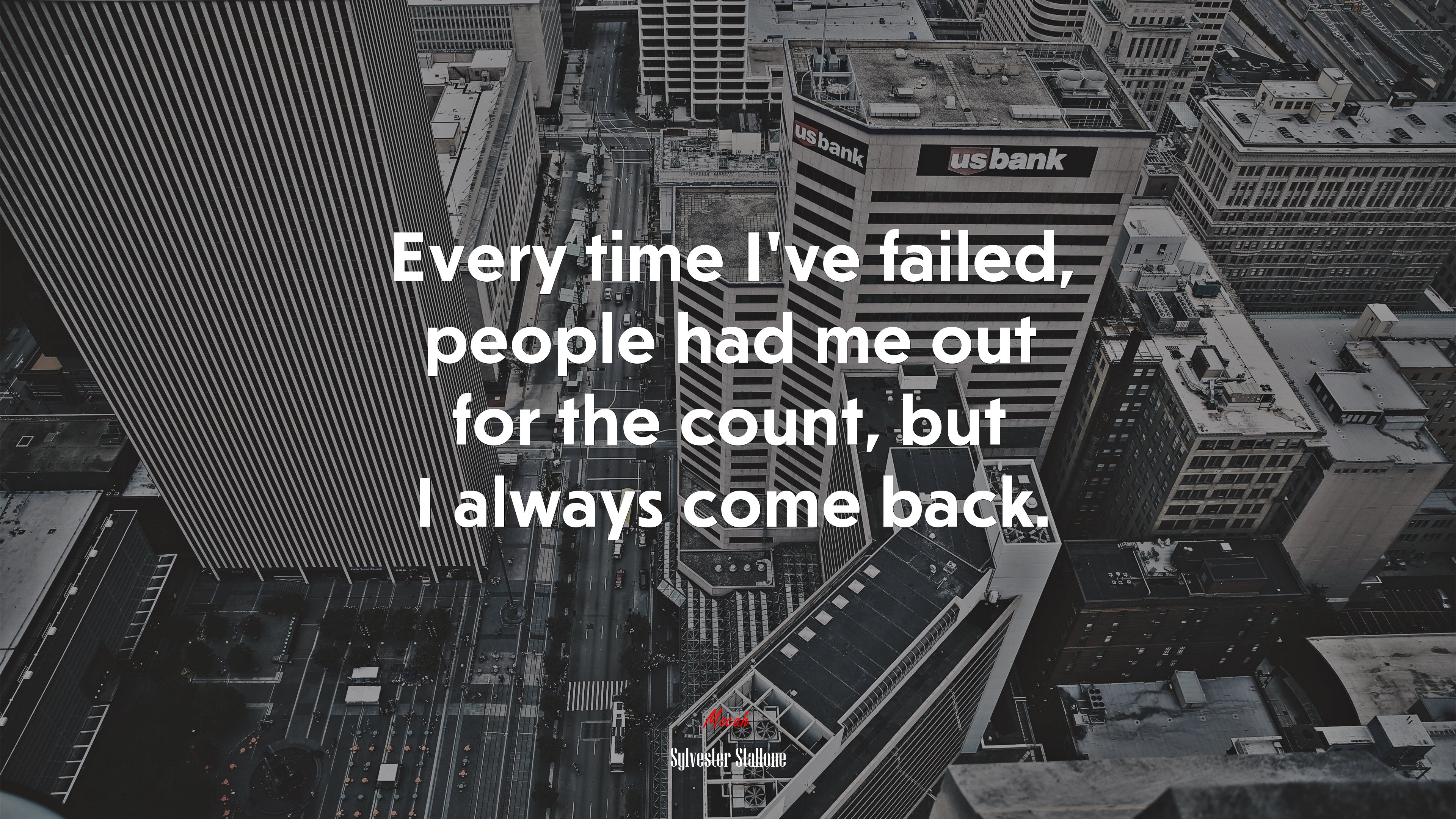 Every time Ive failed, people had me out for the count, but I always come back. | Sylvester Stallone quote HD Wallpaper