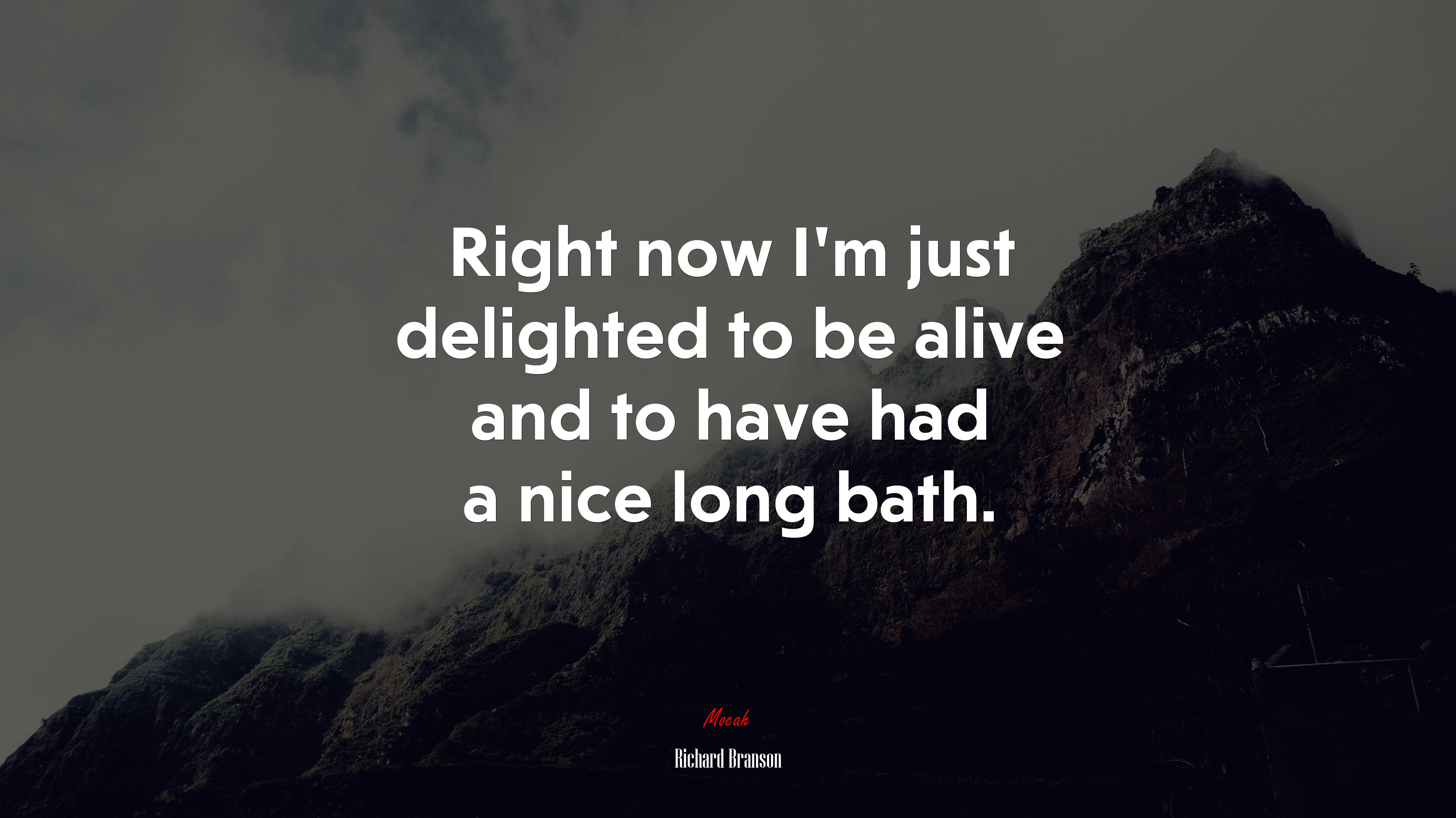Right now Im just delighted to be alive and to have had a nice long bath. | Richard Branson quote HD Wallpaper