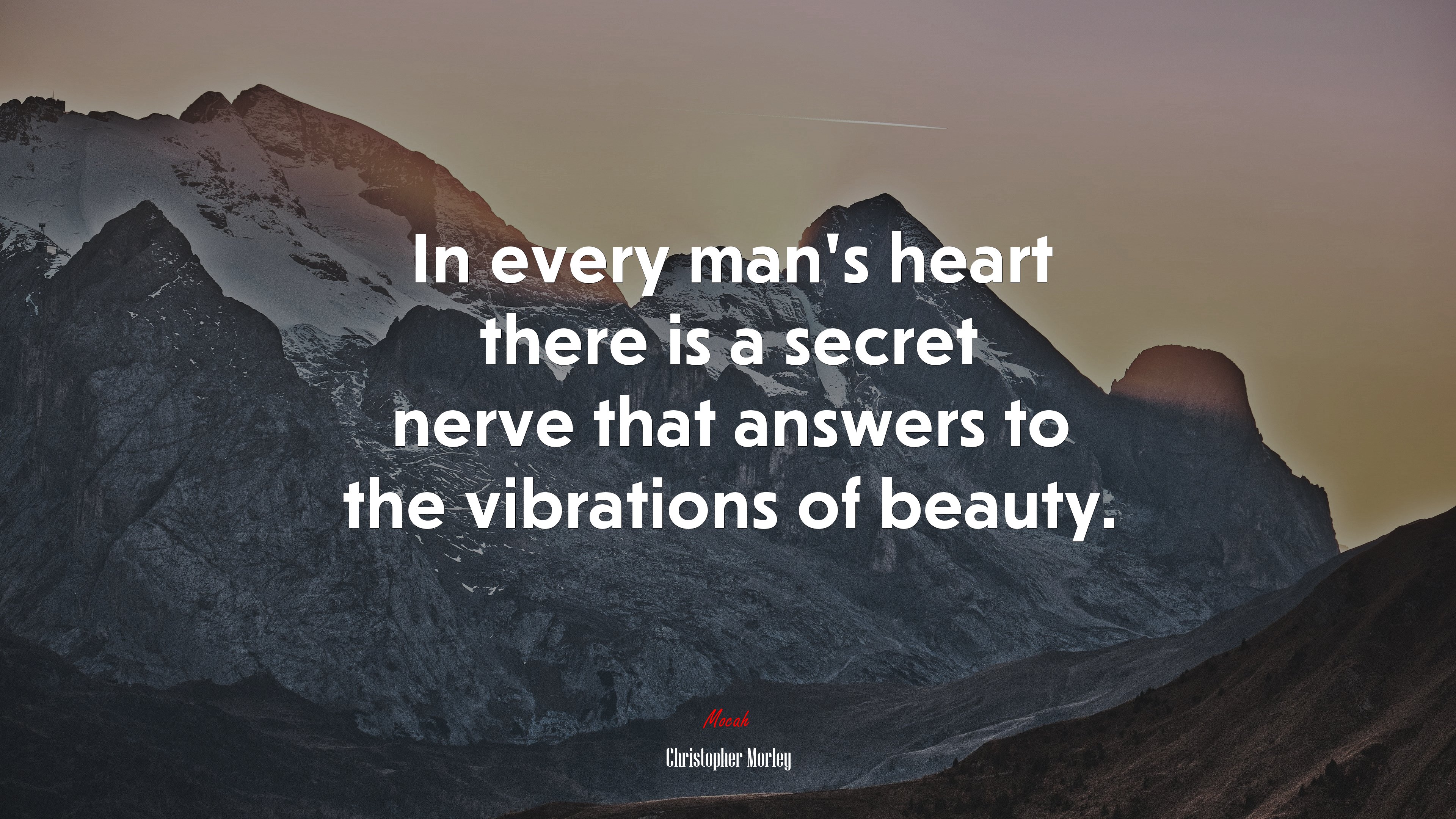 In every man’s heart there is a secret nerve that answers to the vibrations of beauty. | Christopher Morley quote HD Wallpaper