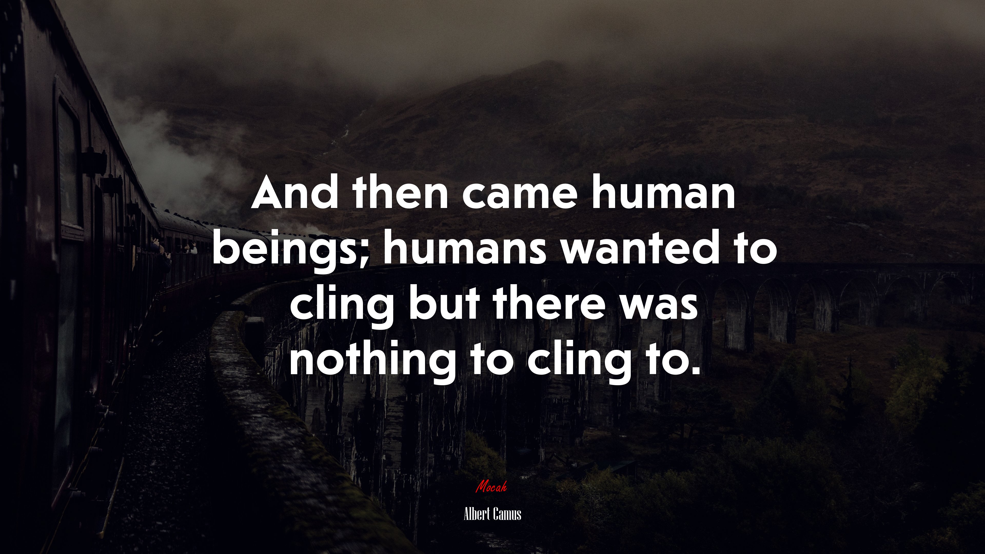 And then came human beings; humans wanted to cling but there was nothing to cling to. | Albert Camus quote HD Wallpaper