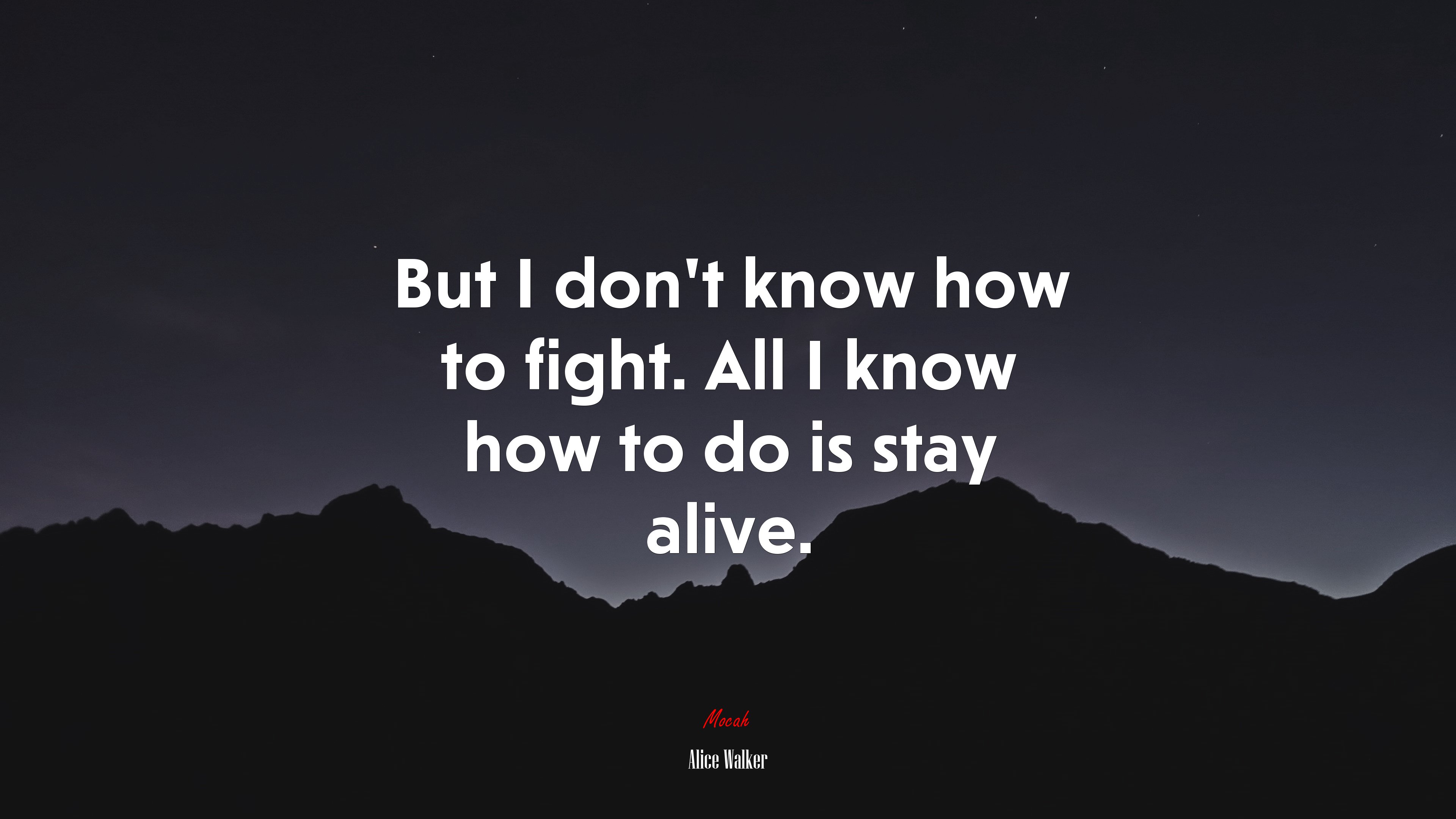 But I don’t know how to fight. All I know how to do is stay alive. | Alice Walker quote HD Wallpaper