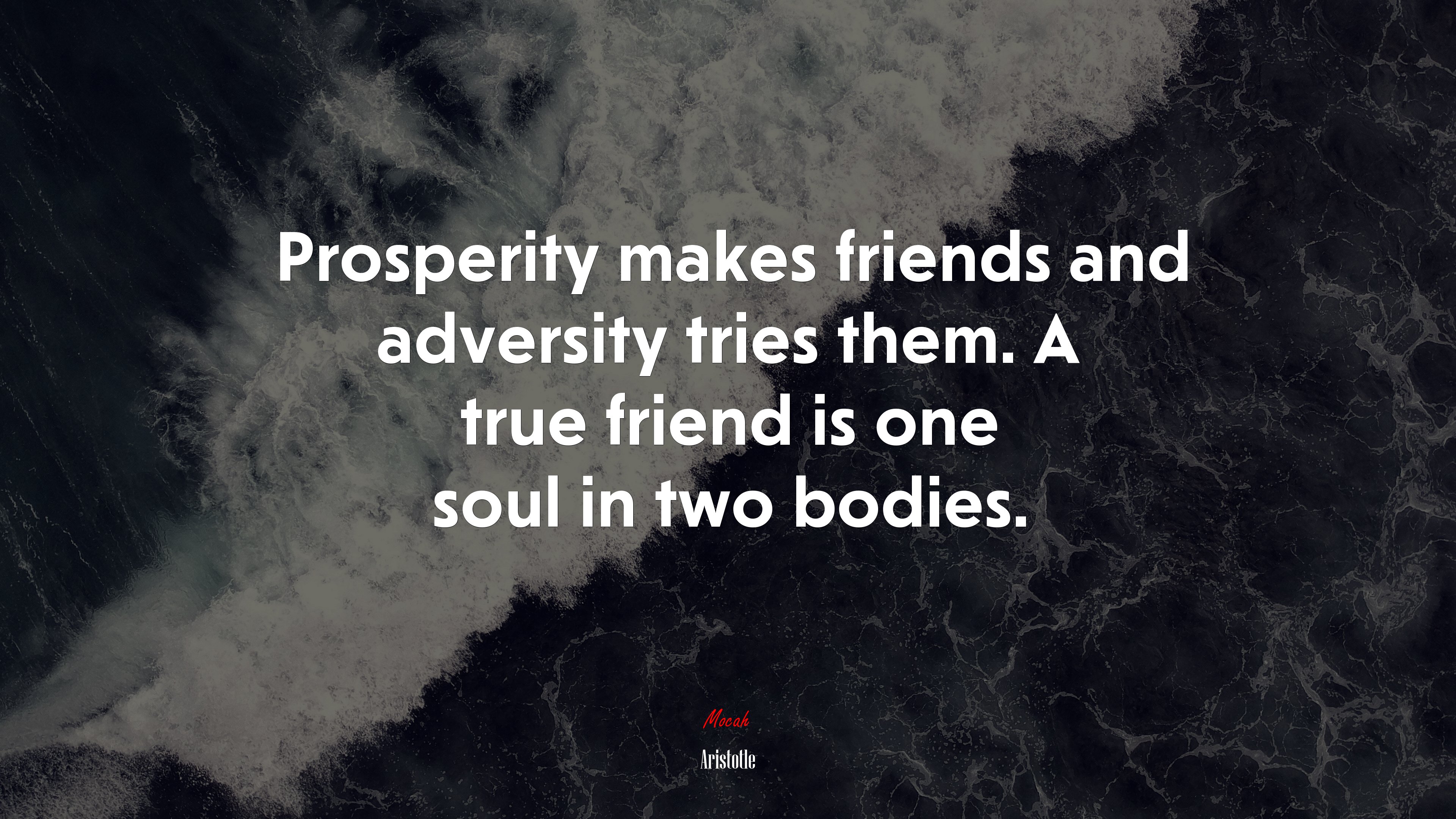 Prosperity makes friends and adversity tries them. A true friend is one soul in two bodies. | Aristotle quote HD Wallpaper