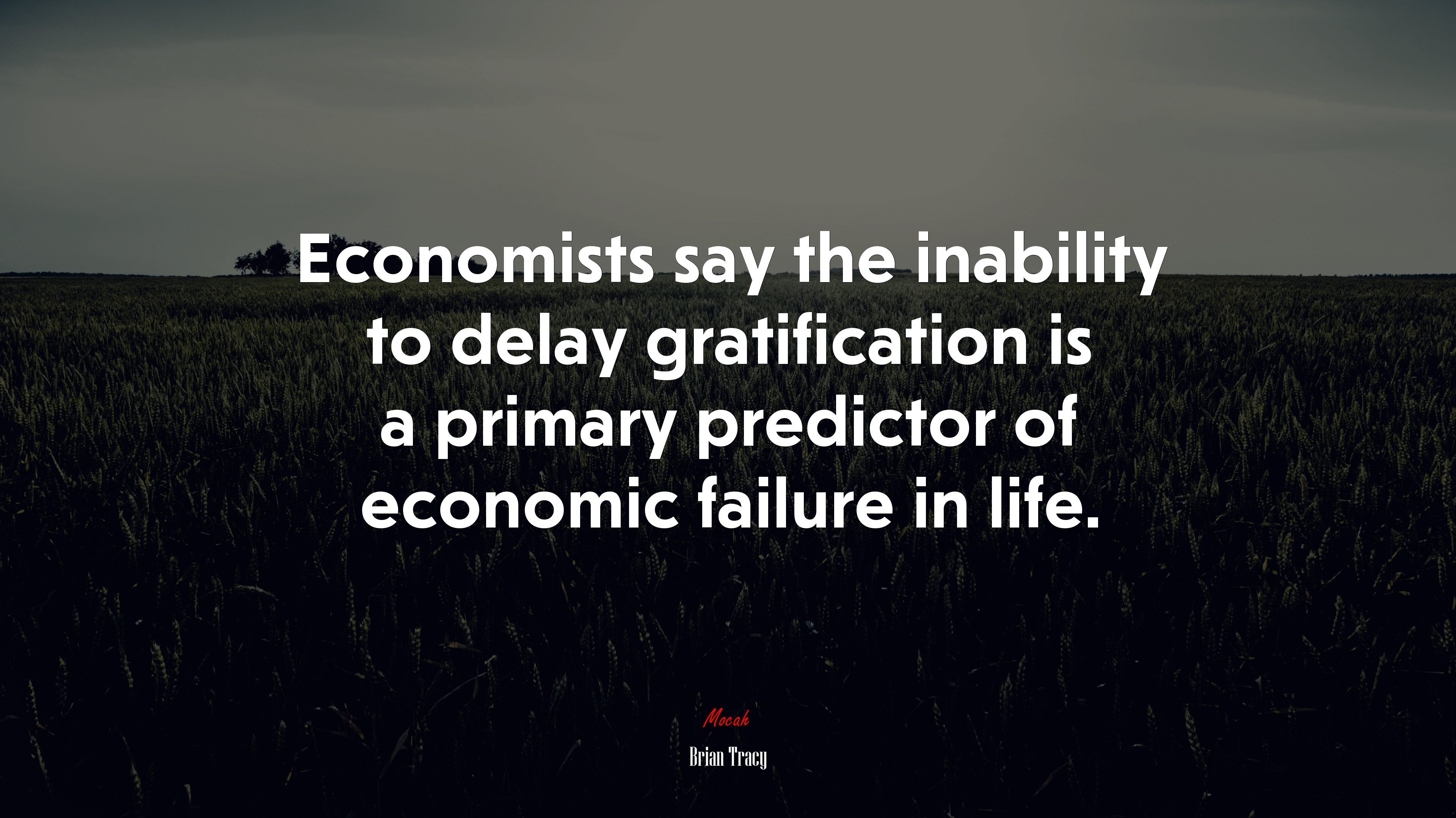 Economists say the inability to delay gratification is a primary predictor of economic failure in life. | Brian Tracy quote HD Wallpaper