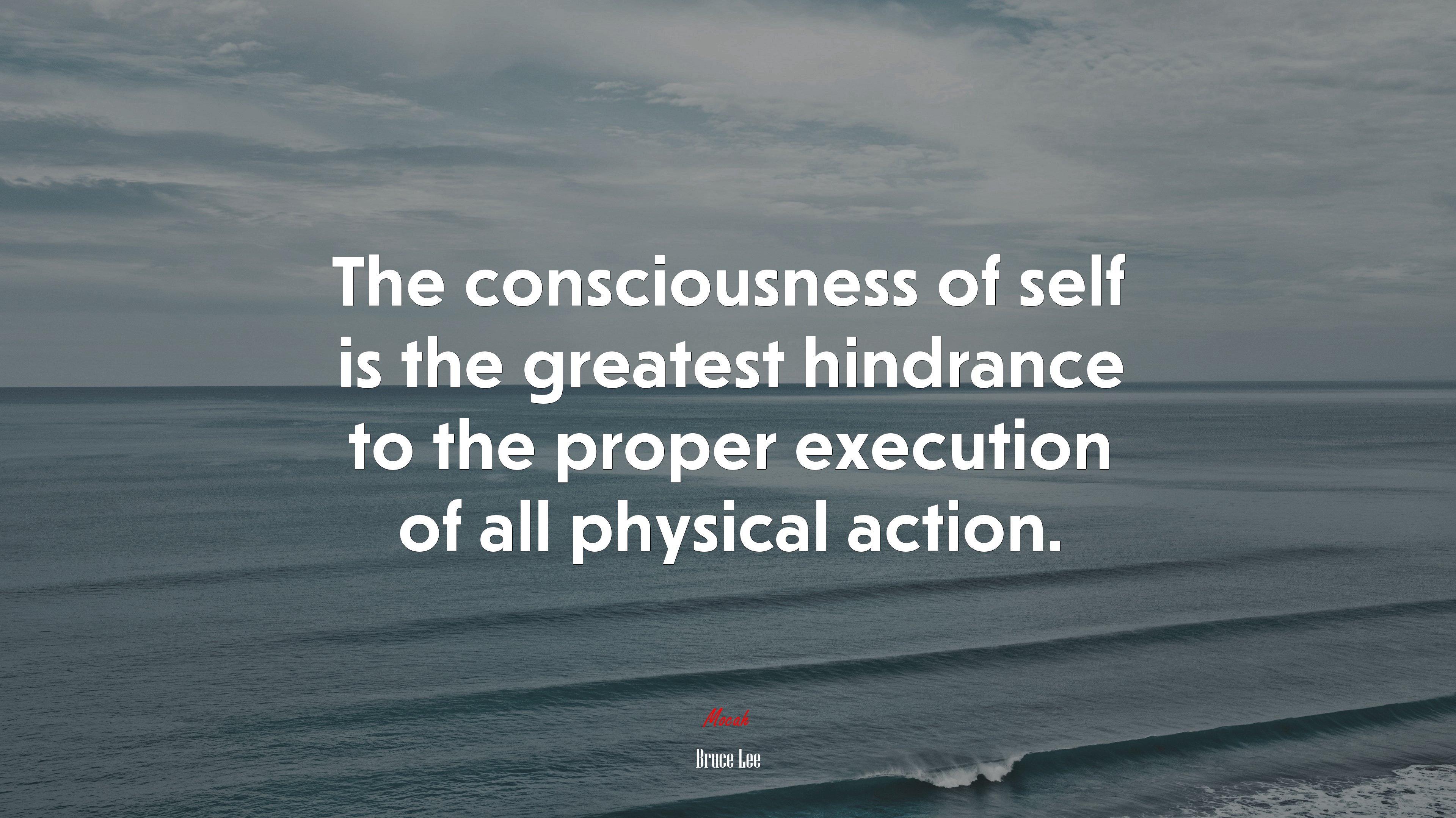 The consciousness of self is the greatest hindrance to the proper execution of all physical action. | Bruce Lee quote HD Wallpaper