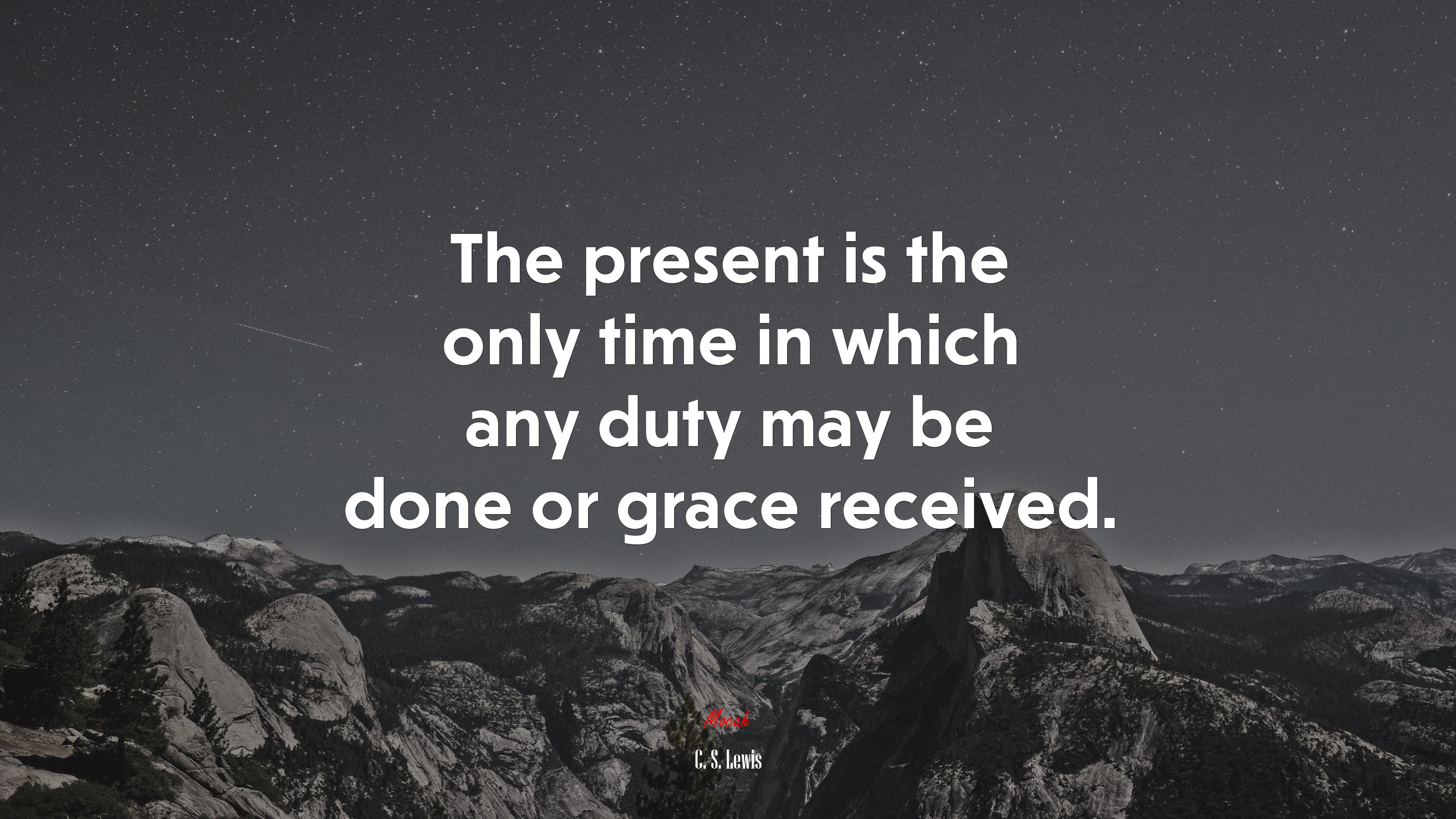 The present is the only time in which any duty may be done or grace received. | C. S. Lewis quote HD Wallpaper