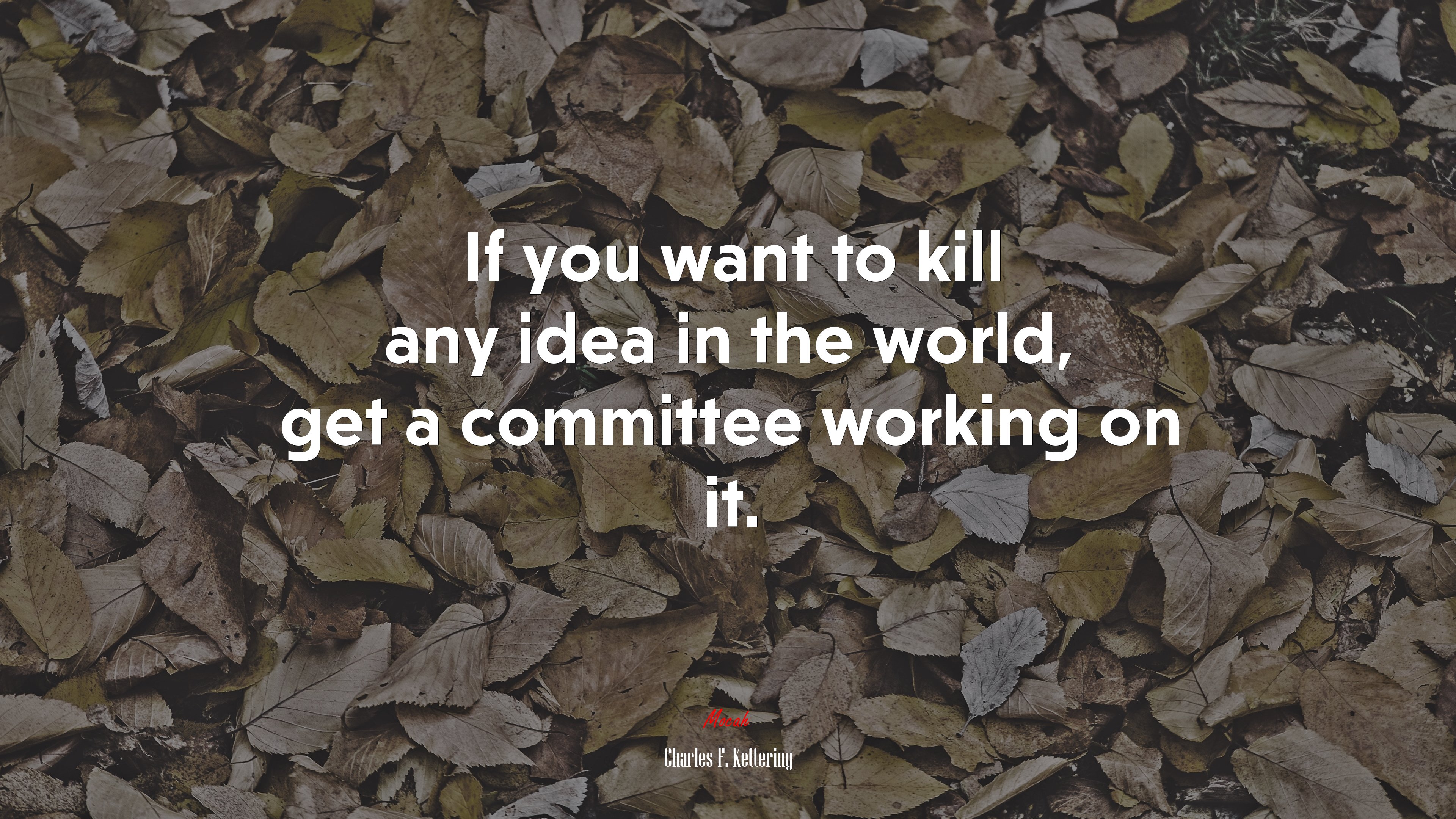 If you want to kill any idea in the world, get a committee working on it. | Charles F. Kettering quote HD Wallpaper