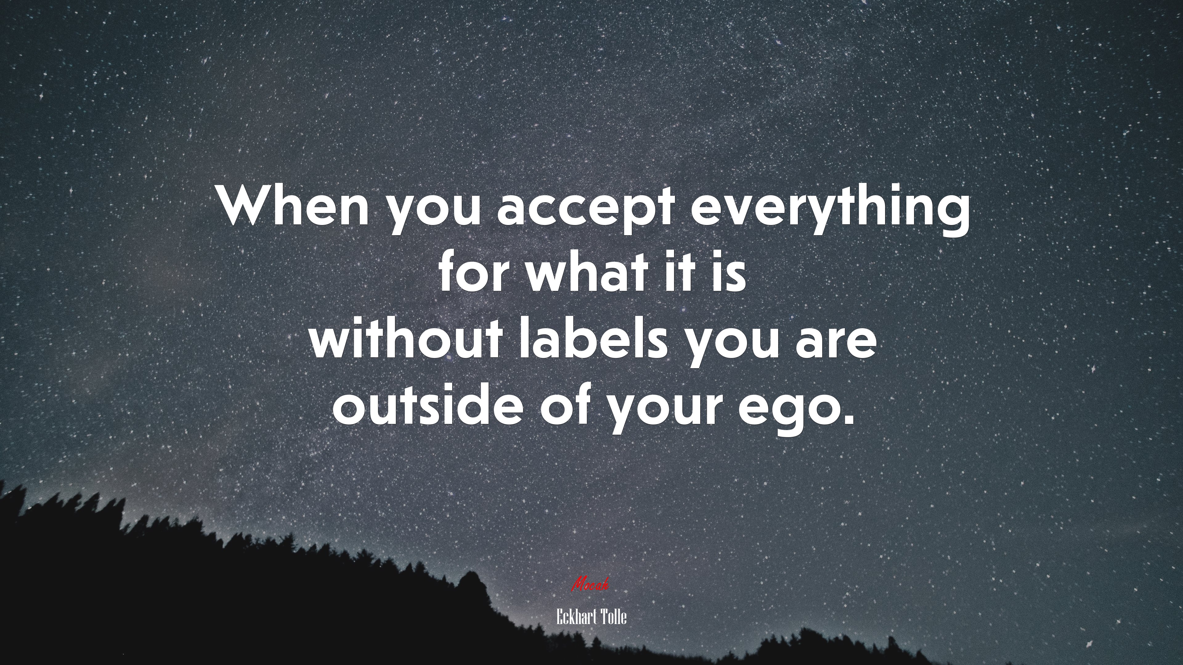When you accept everything for what it is without labels you are outside of your ego. | Eckhart Tolle quote HD Wallpaper