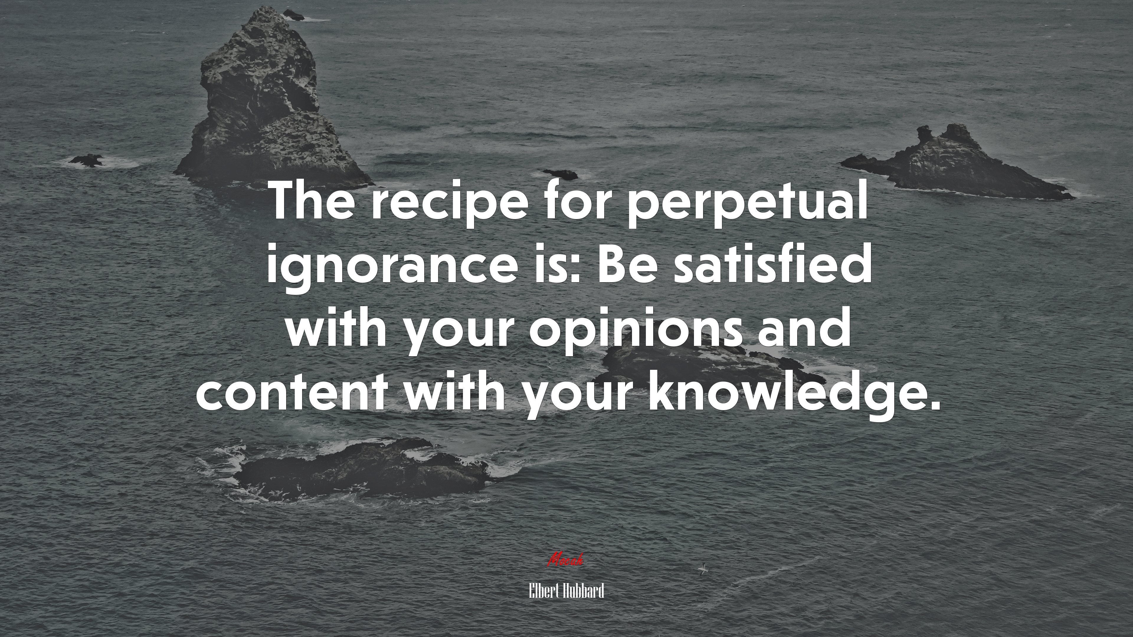 The recipe for perpetual ignorance is: Be satisfied with your opinions and content with your knowledge. | Elbert Hubbard quote HD Wallpaper