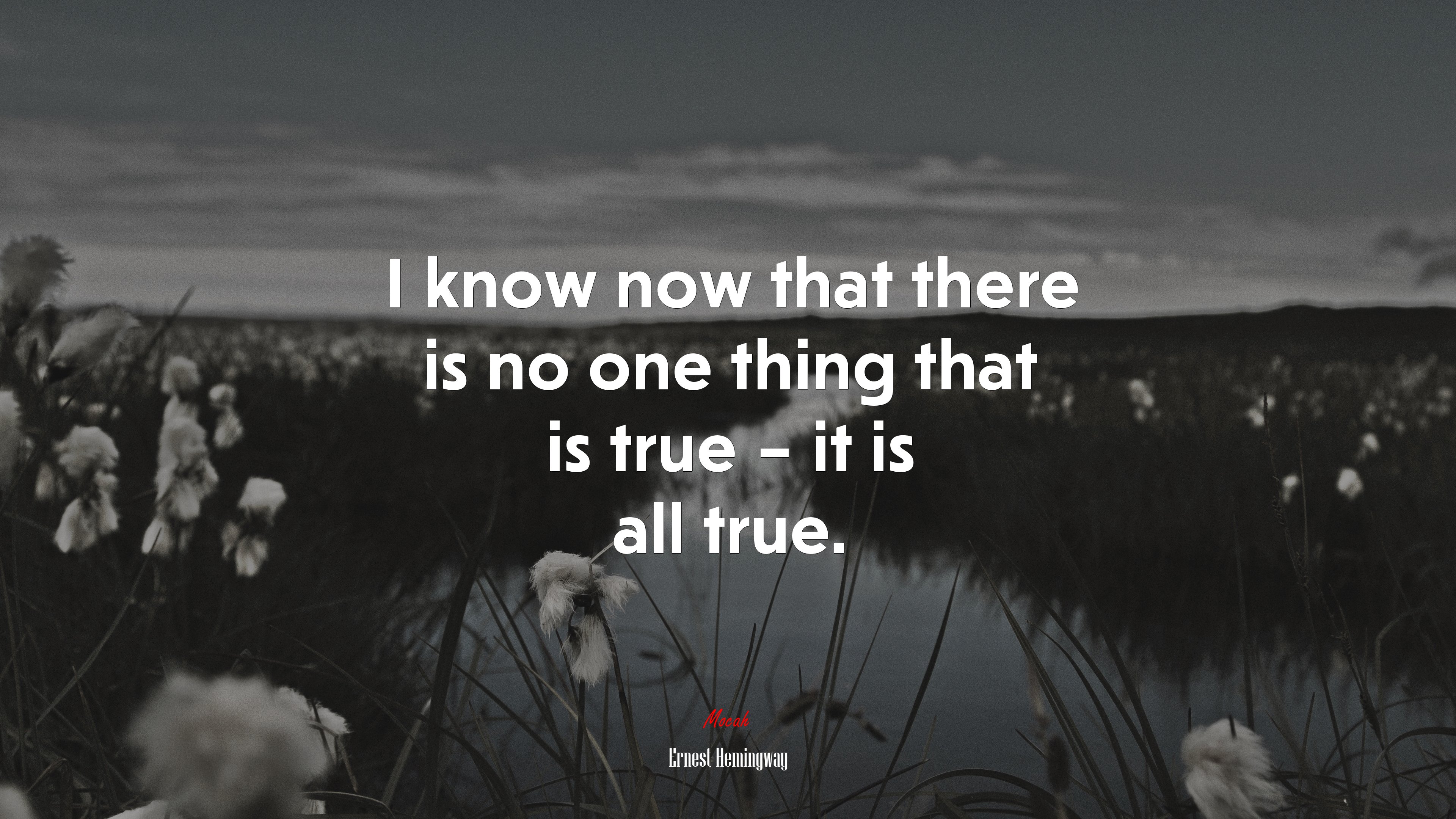 I know now that there is no one thing that is true – it is all true. | Ernest Hemingway quote HD Wallpaper