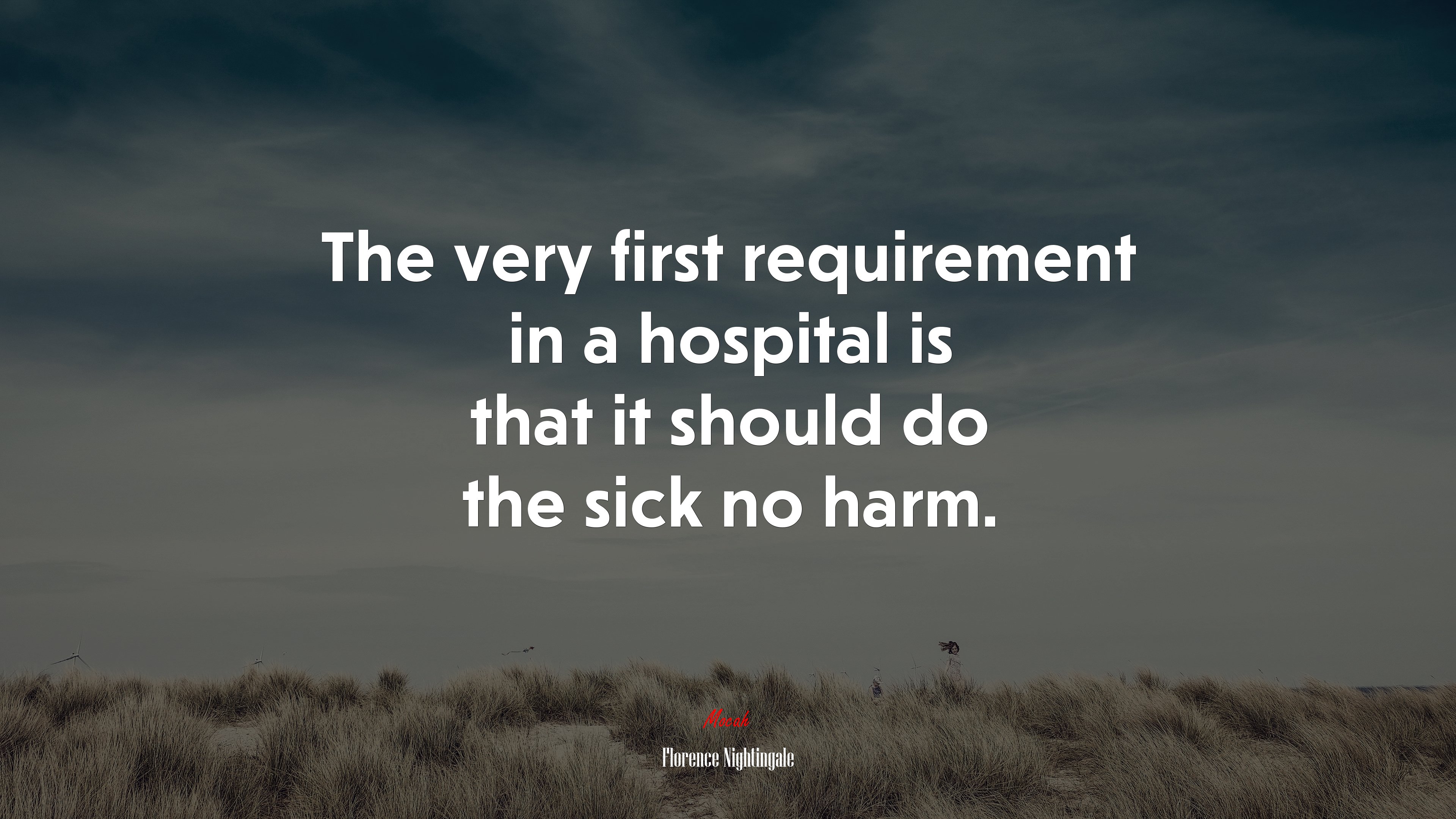 The very first requirement in a hospital is that it should do the sick no harm. | Florence Nightingale quote HD Wallpaper