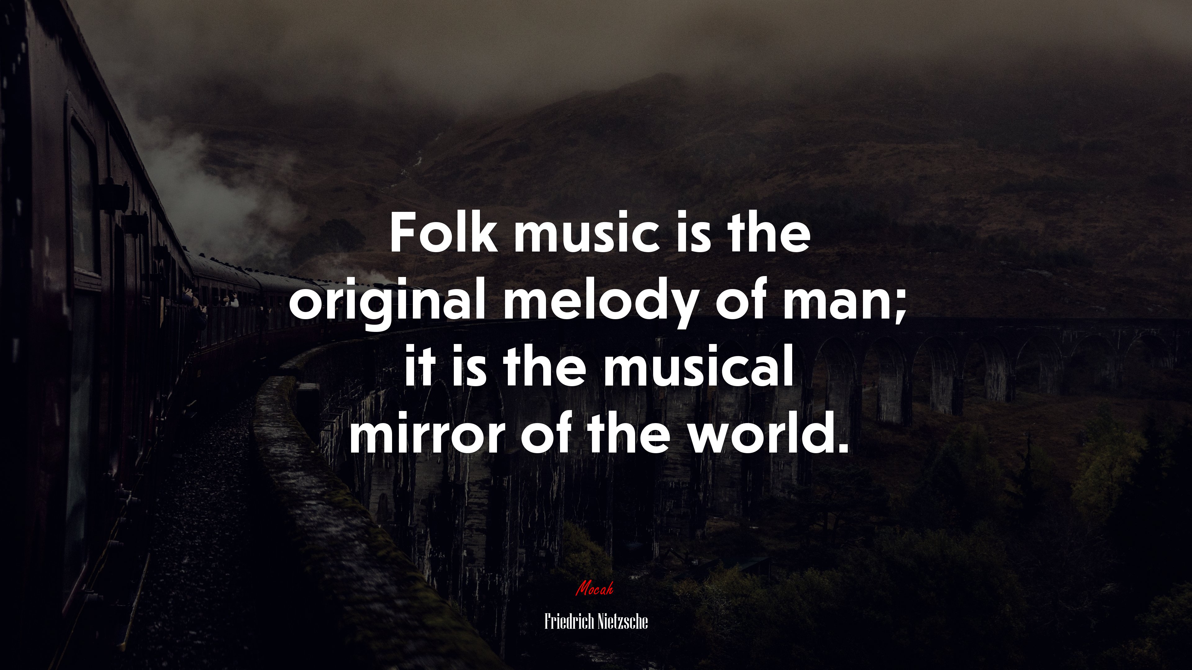 Folk music is the original melody of man; it is the musical mirror of the world. | Friedrich Nietzsche quote HD Wallpaper