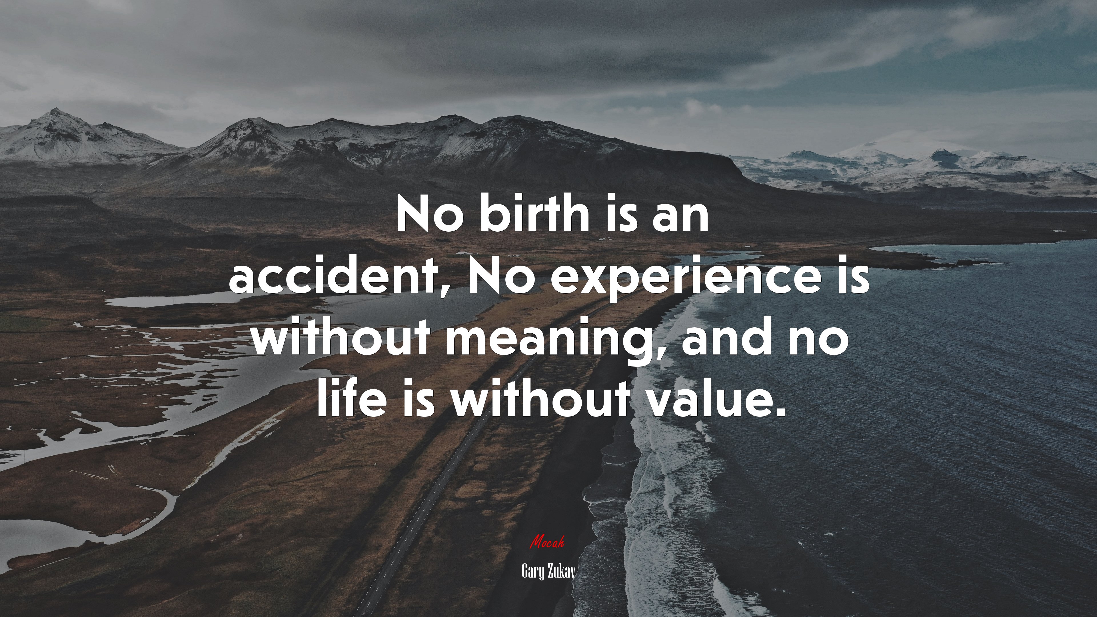 No birth is an accident, No experience is without meaning, and no life is without value. | Gary Zukav quote HD Wallpaper