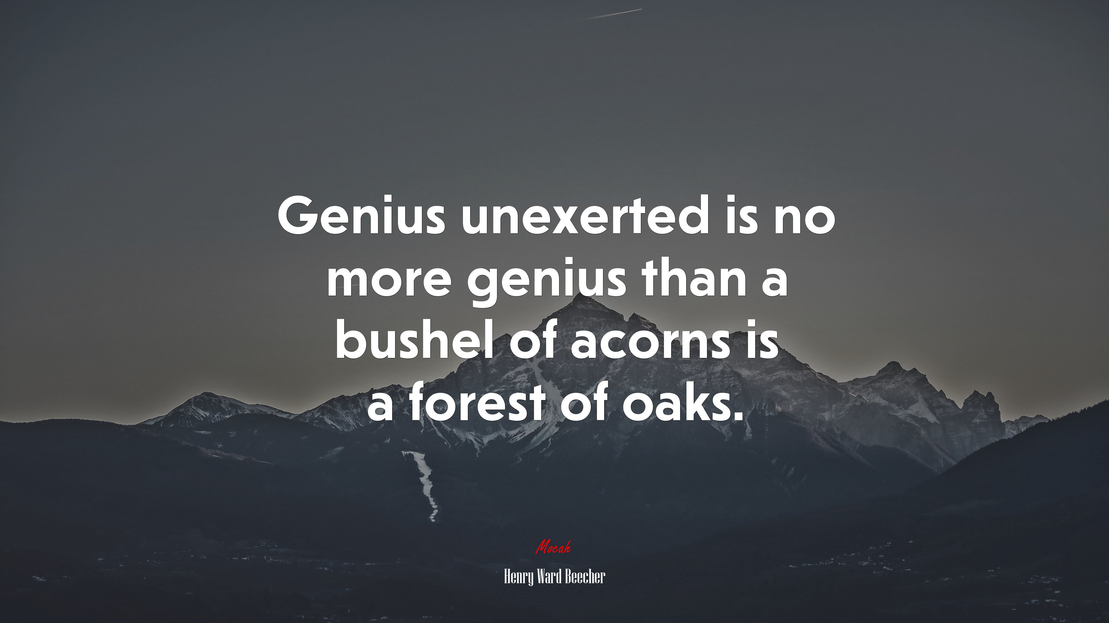 Genius unexerted is no more genius than a bushel of acorns is a forest of oaks. | Henry Ward Beecher quote HD Wallpaper