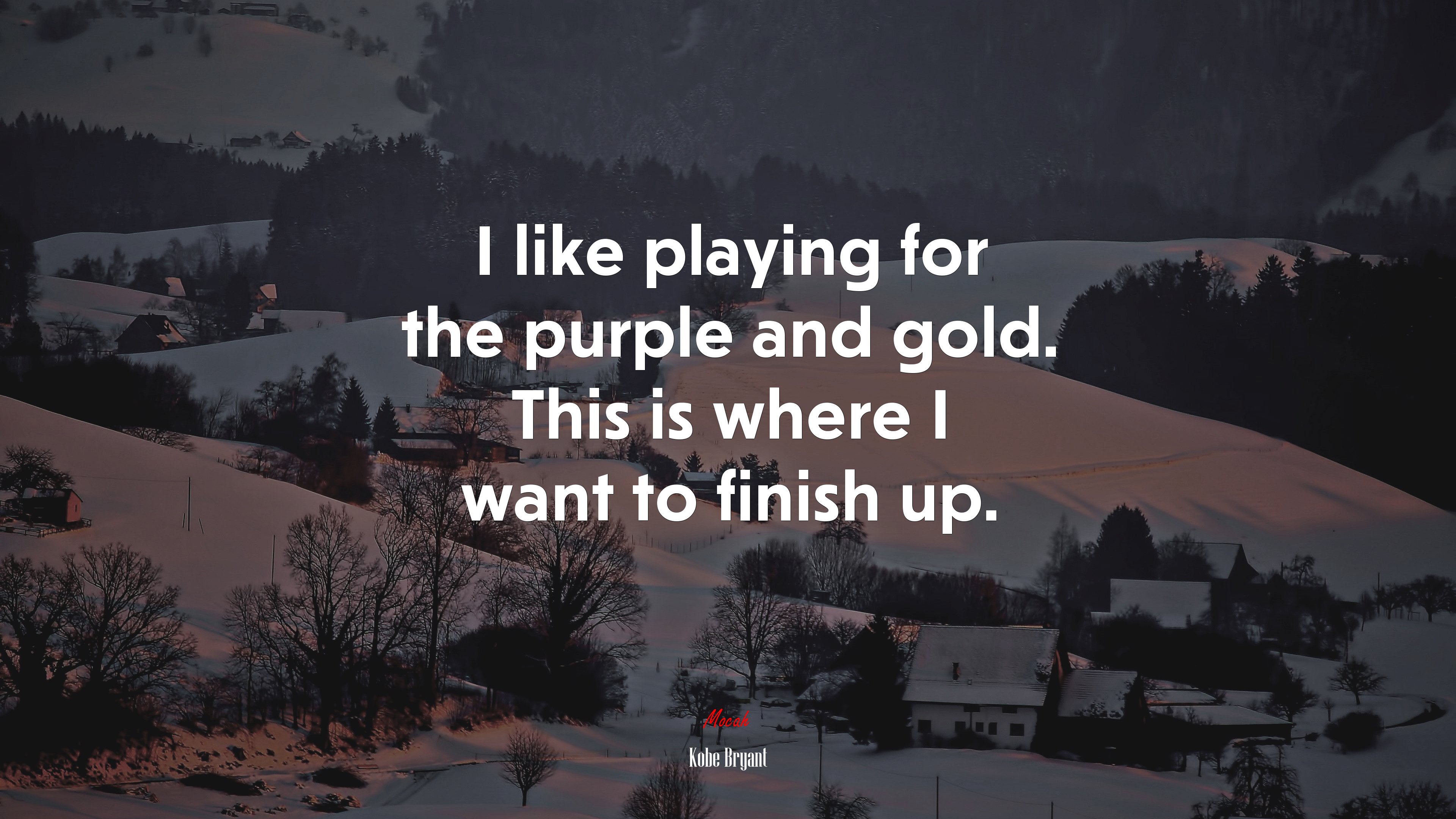 I like playing for the purple and gold. This is where I want to finish up. | Kobe Bryant quote HD Wallpaper
