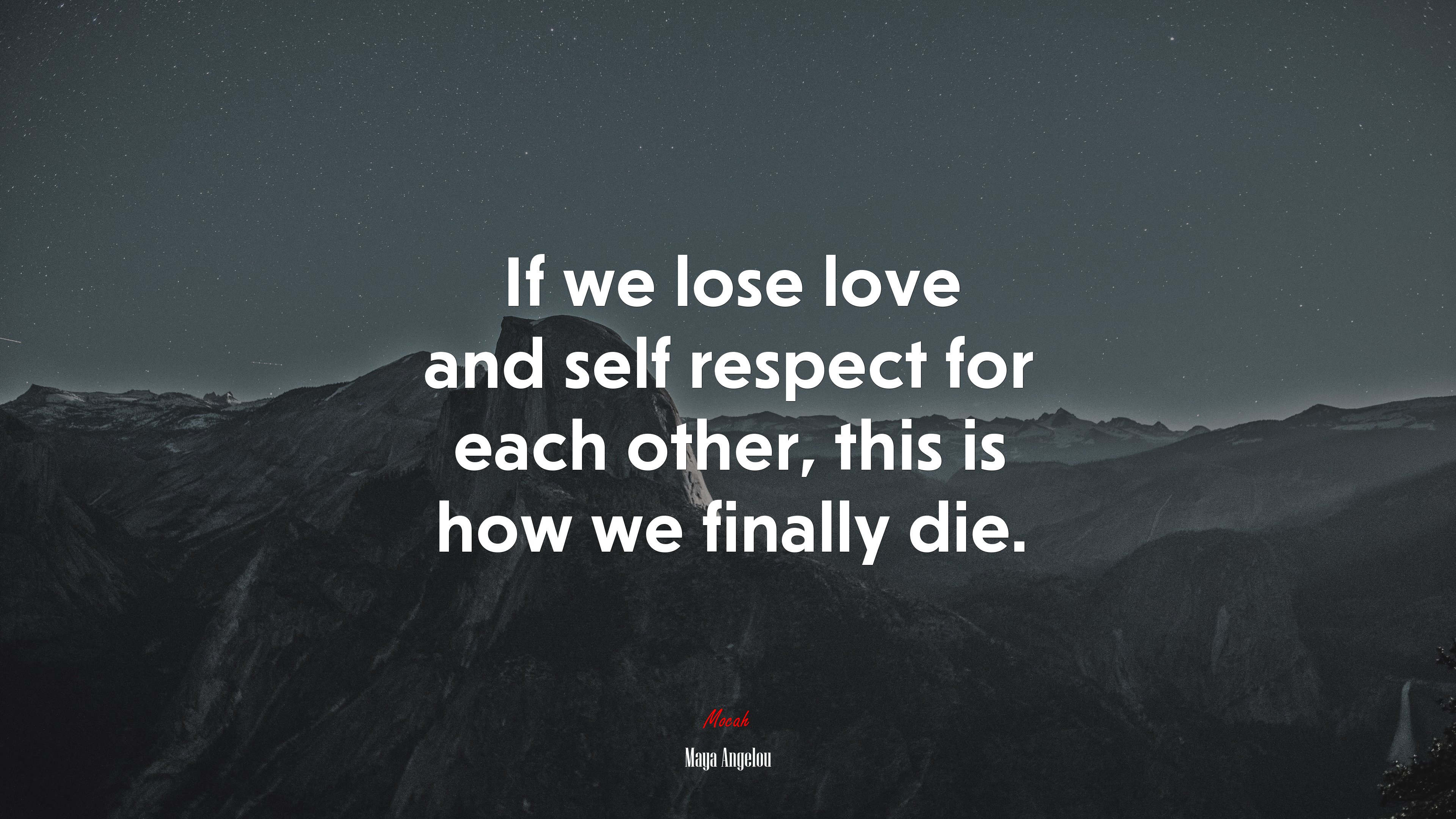 If we lose love and self respect for each other, this is how we finally die. | Maya Angelou quote HD Wallpaper