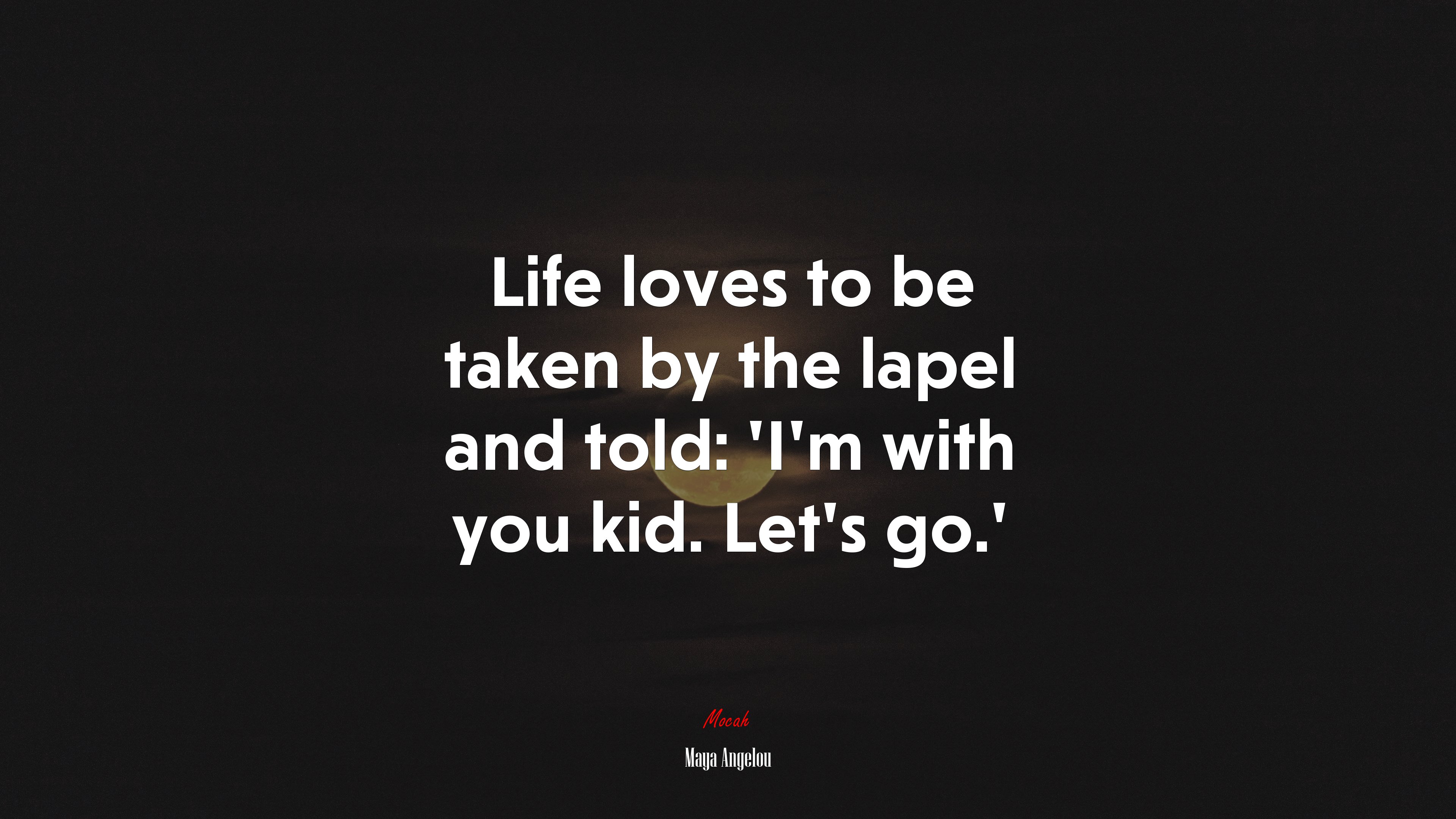 Life loves to be taken by the lapel and told: ‘I’m with you kid. Let’s go.’ | Maya Angelou quote HD Wallpaper