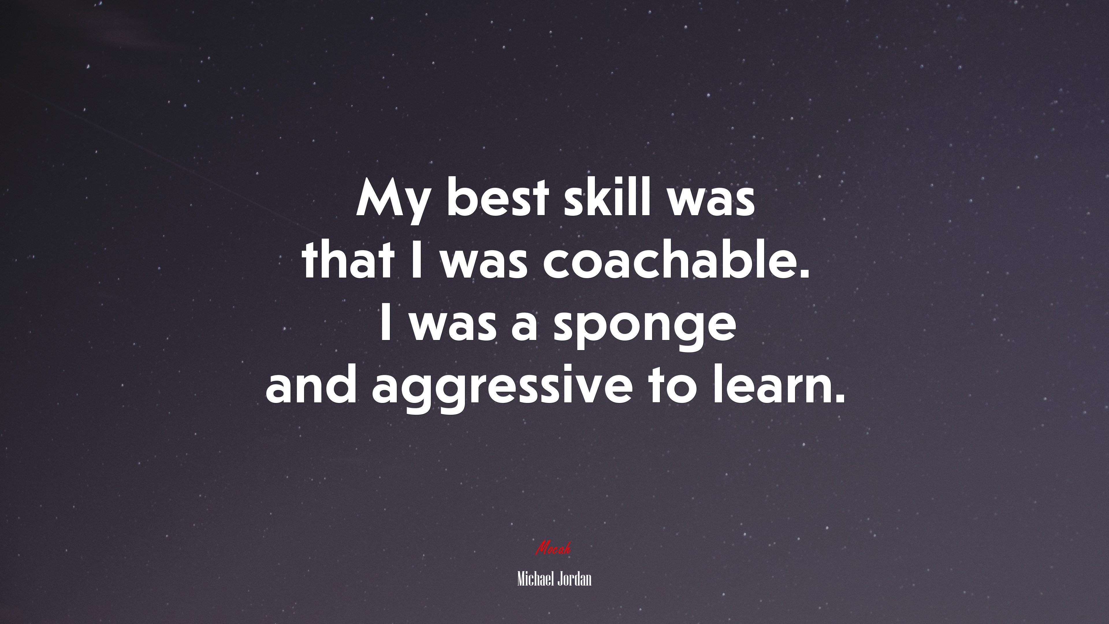 My best skill was that I was coachable. I was a sponge and aggressive to learn. | Michael Jordan quote HD Wallpaper