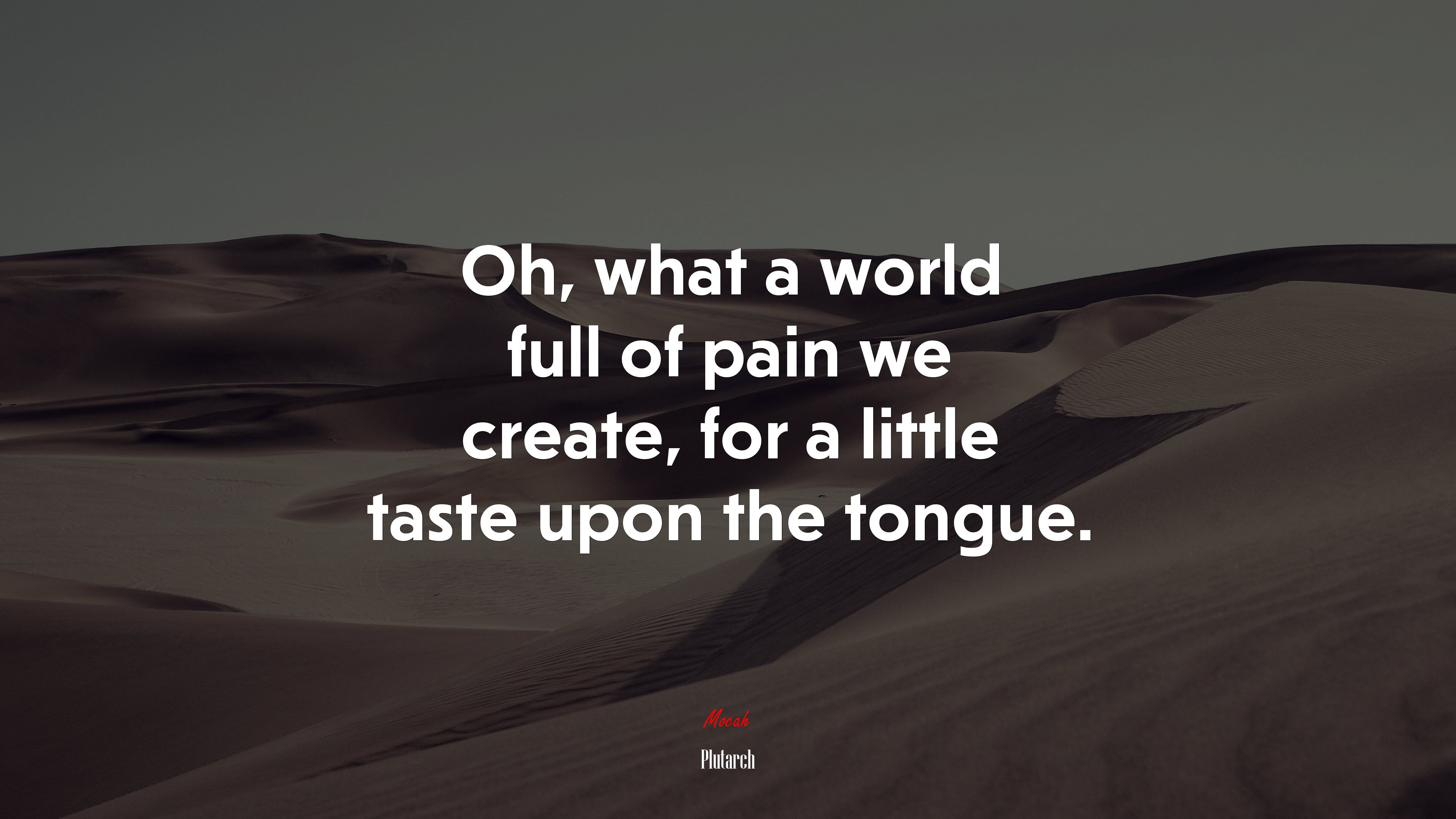 Oh, what a world full of pain we create, for a little taste upon the tongue. | Plutarch quote HD Wallpaper