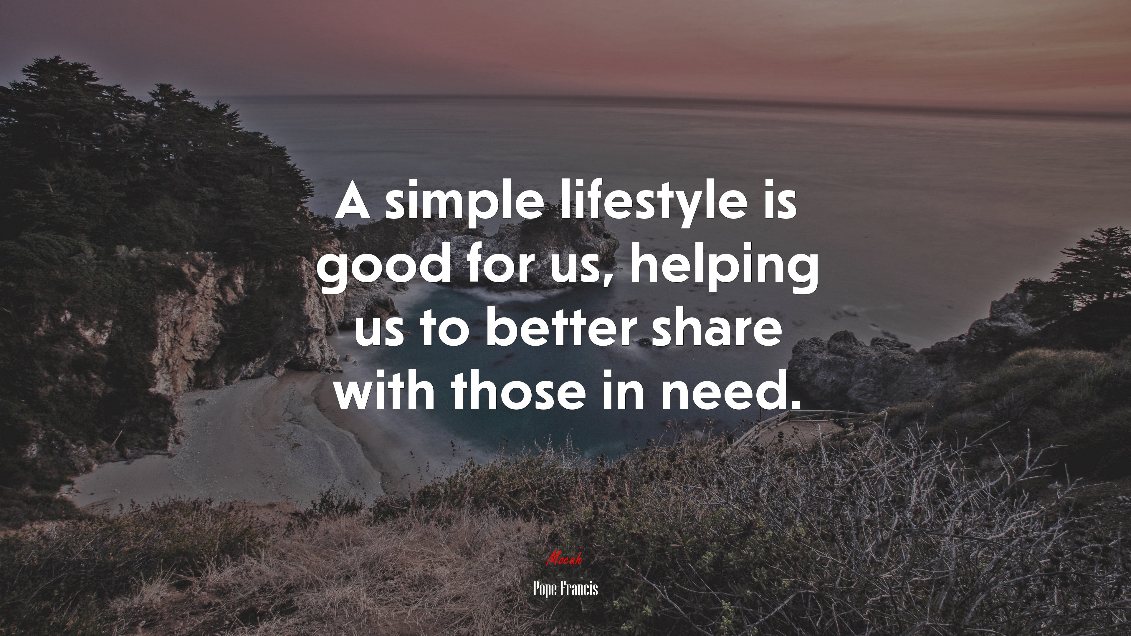A simple lifestyle is good for us, helping us to better share with those in need. | Pope Francis quote HD Wallpaper