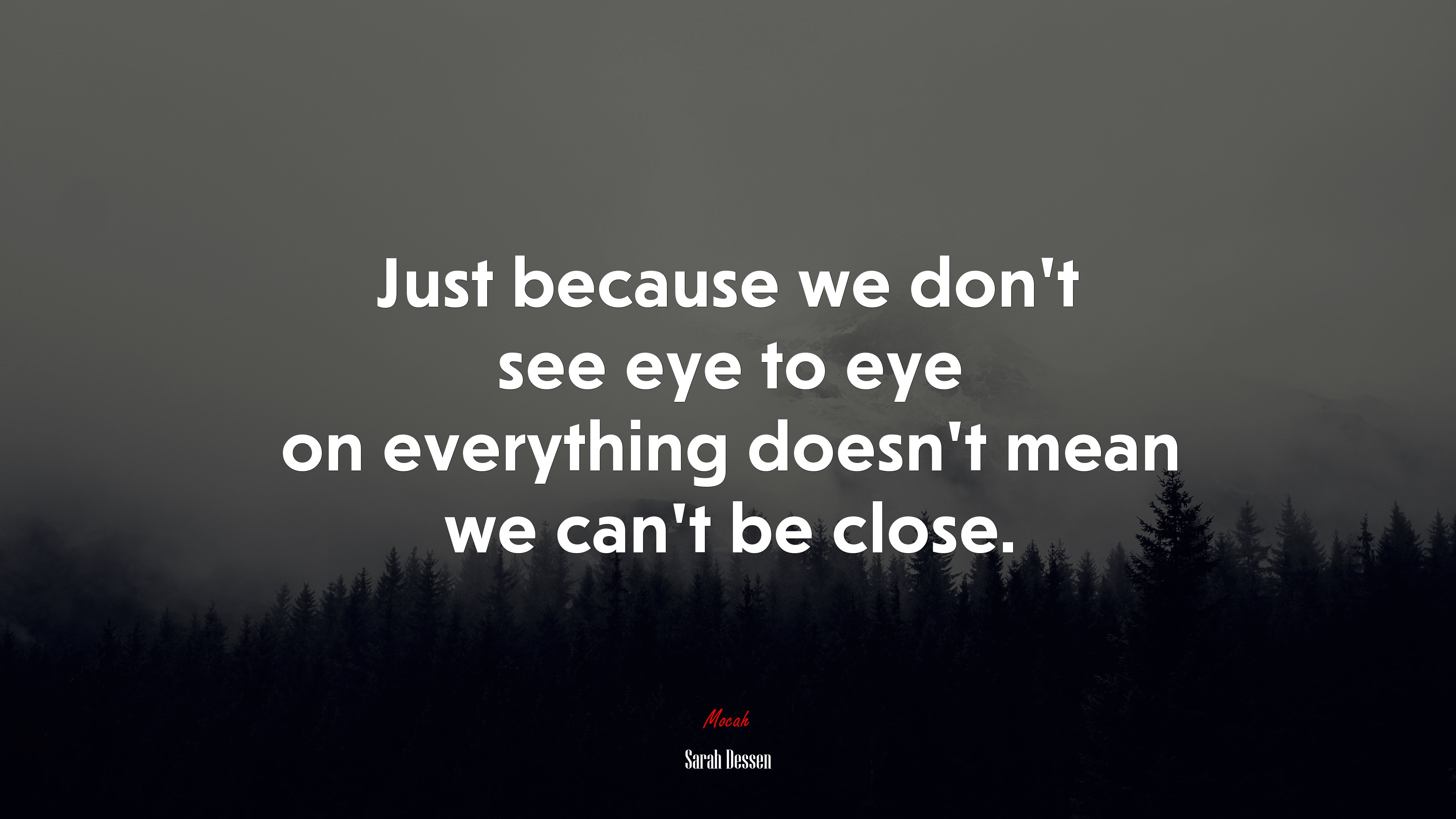 Just because we don’t see eye to eye on everything doesn’t mean we can’t be close. | Sarah Dessen quote HD Wallpaper