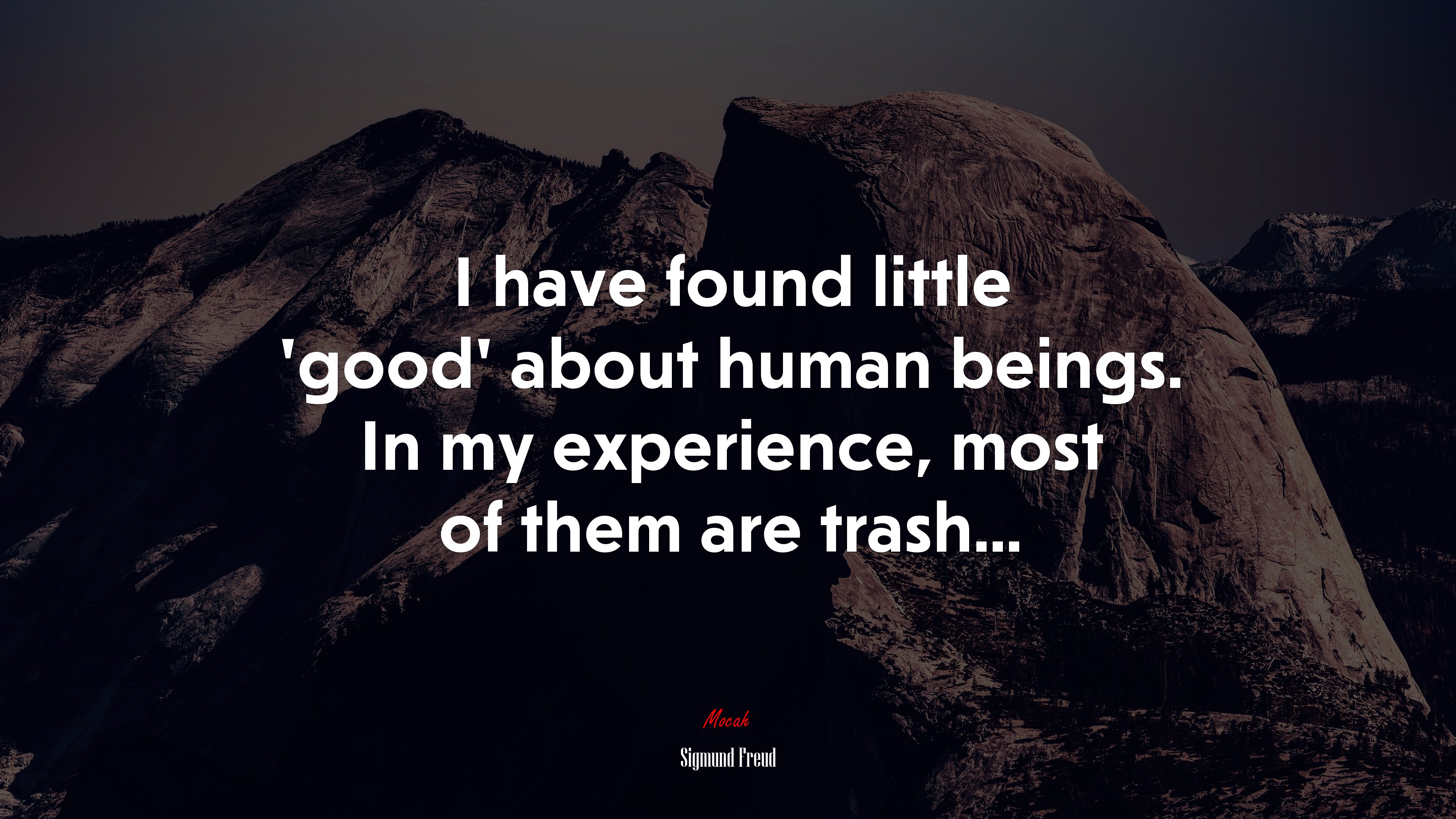 I have found little ‘good’ about human beings. In my experience, most of them are trash... | Sigmund Freud quote HD Wallpaper