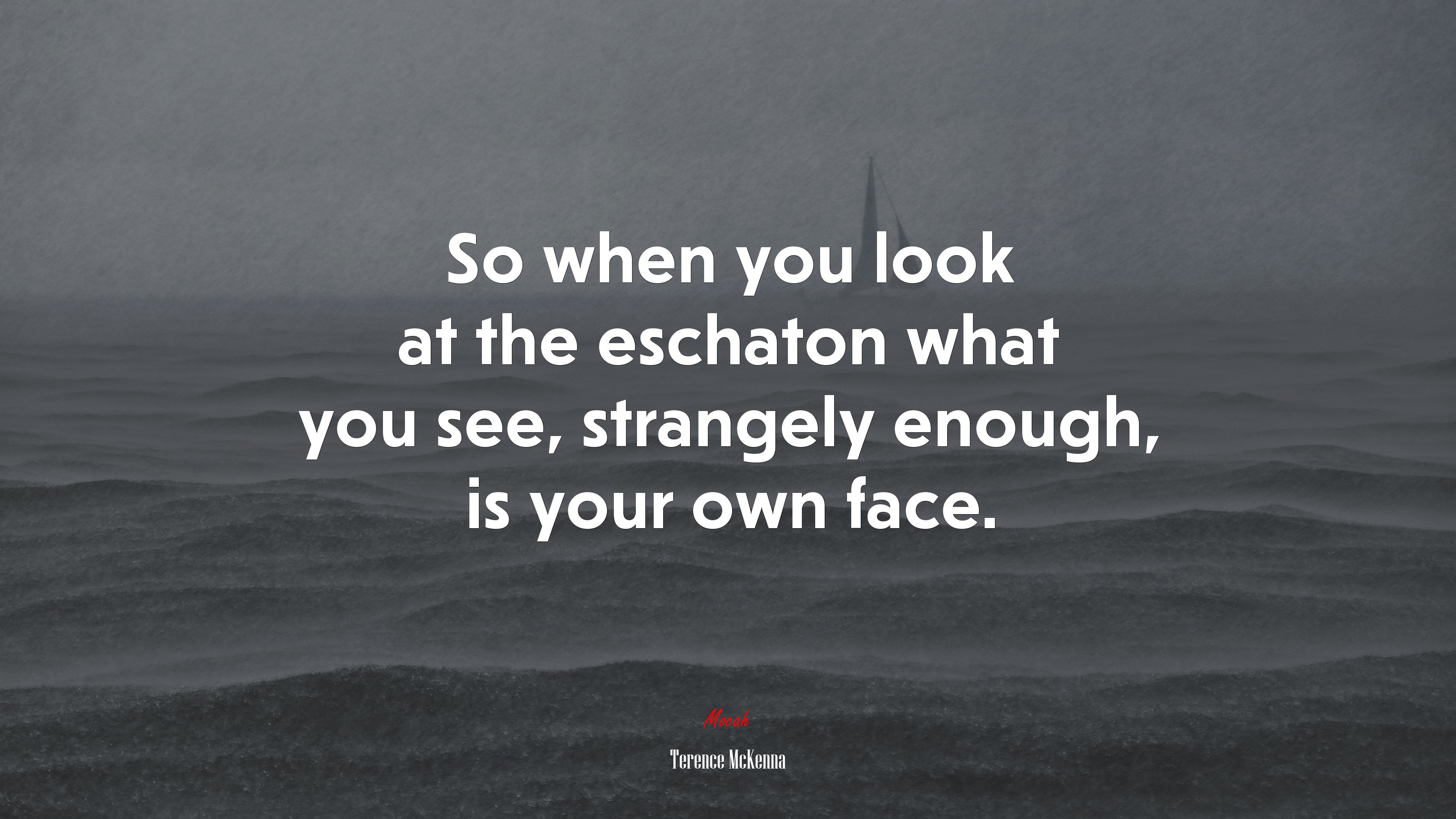 So when you look at the eschaton what you see, strangely enough, is your own face. | Terence McKenna quote HD Wallpaper