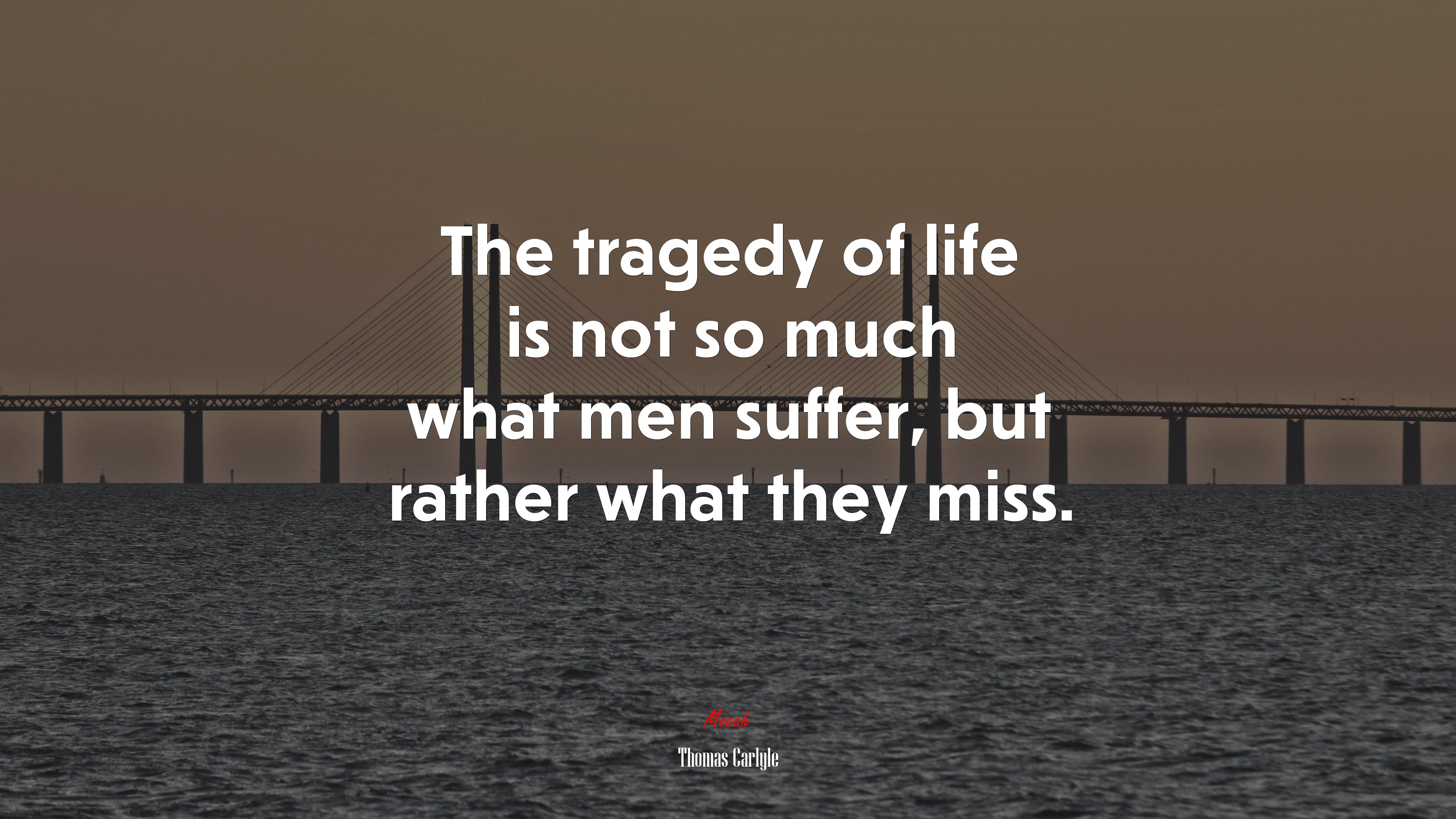 The tragedy of life is not so much what men suffer, but rather what they miss. | Thomas Carlyle quote HD Wallpaper