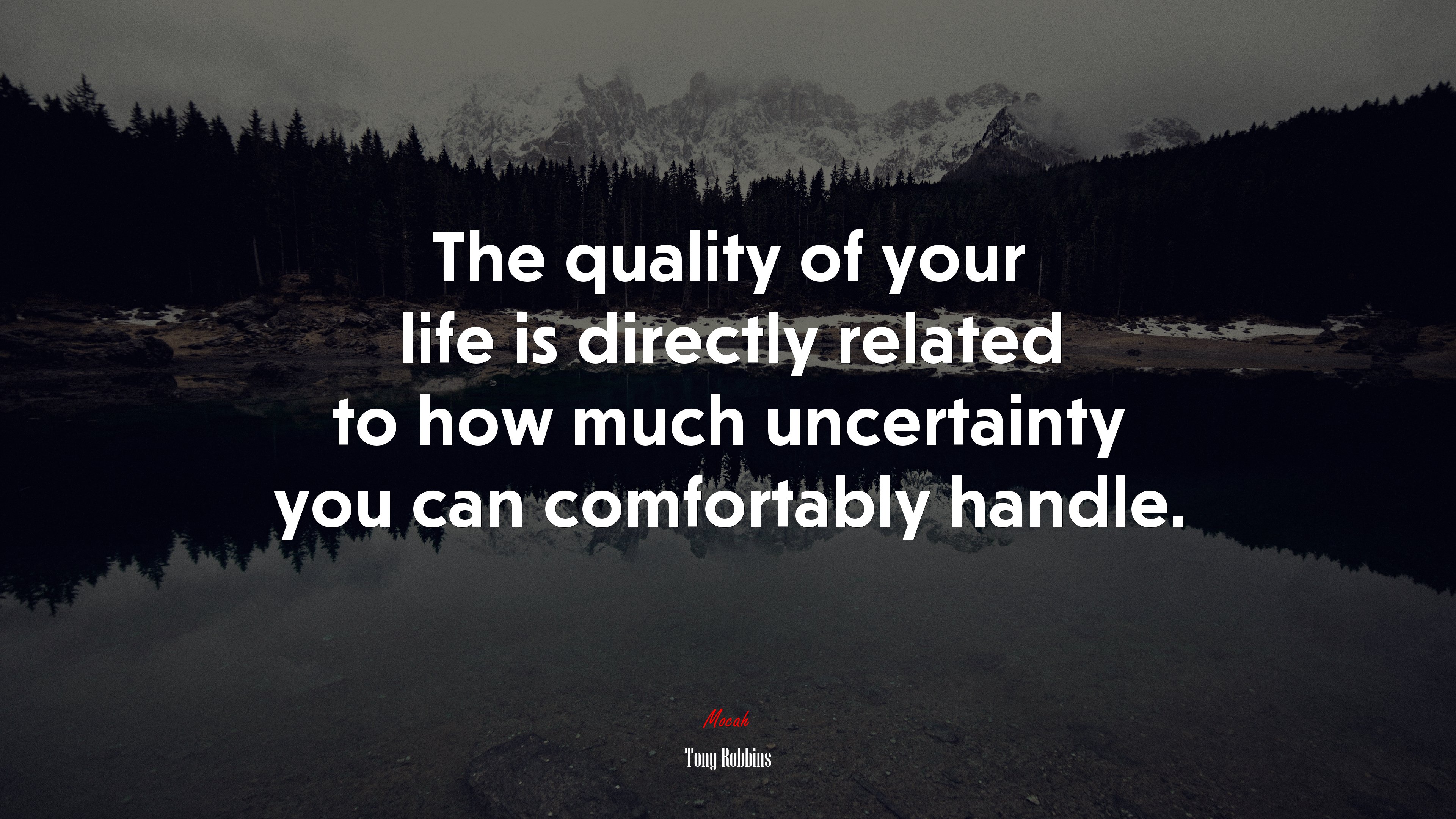 The quality of your life is directly related to how much uncertainty you can comfortably handle. | Tony Robbins quote HD Wallpaper