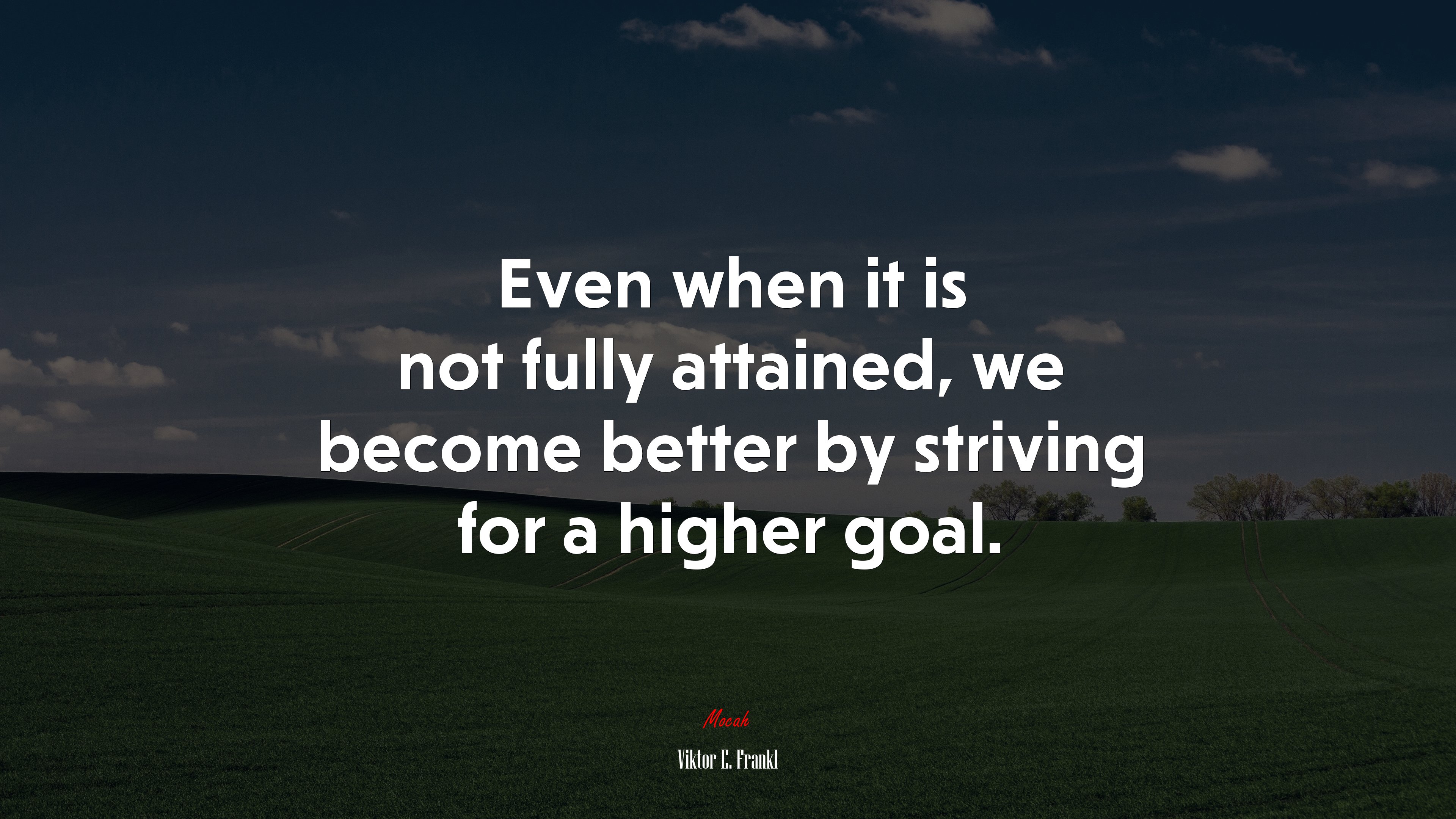 Even when it is not fully attained, we become better by striving for a higher goal. | Viktor E. Frankl quote HD Wallpaper