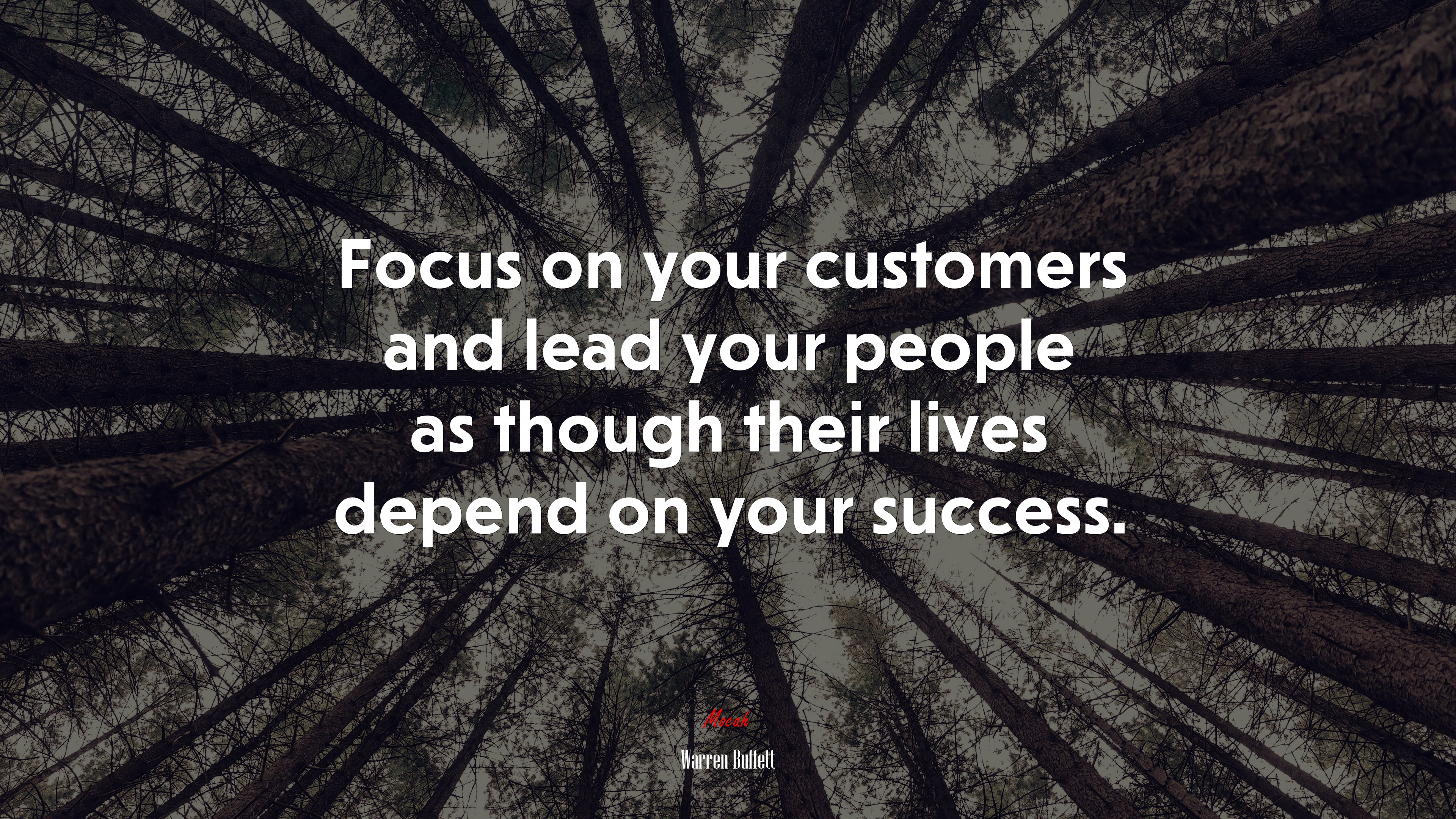 Focus on your customers and lead your people as though their lives depend on your success. | Warren Buffett quote HD Wallpaper