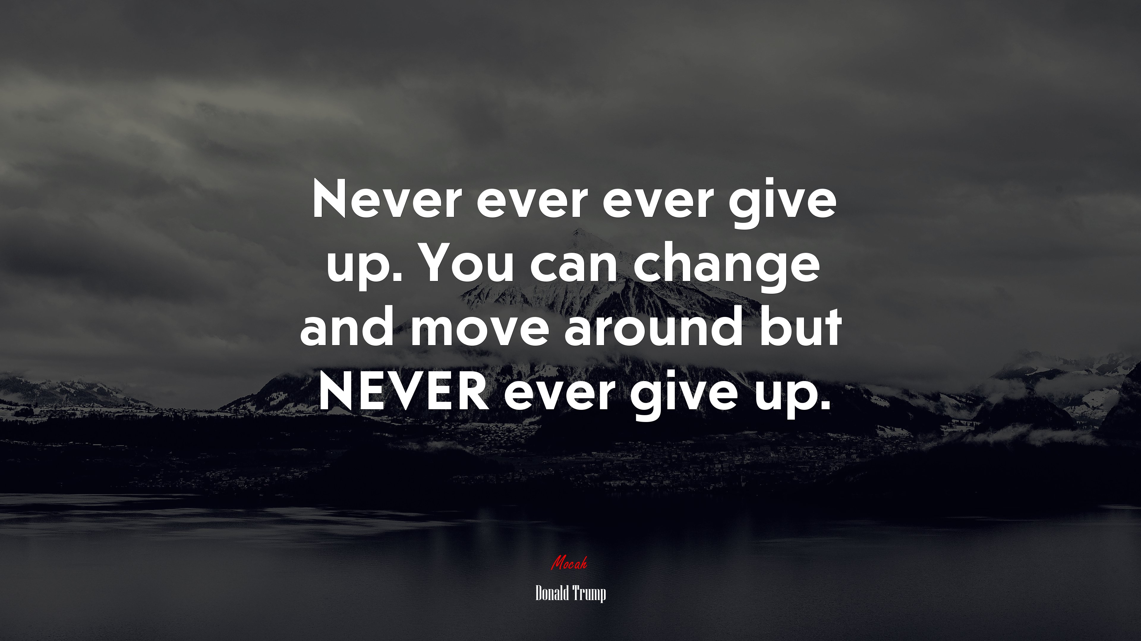 Never ever ever give up. You can change and move around but NEVER ever give up. | Donald Trump quote HD Wallpaper