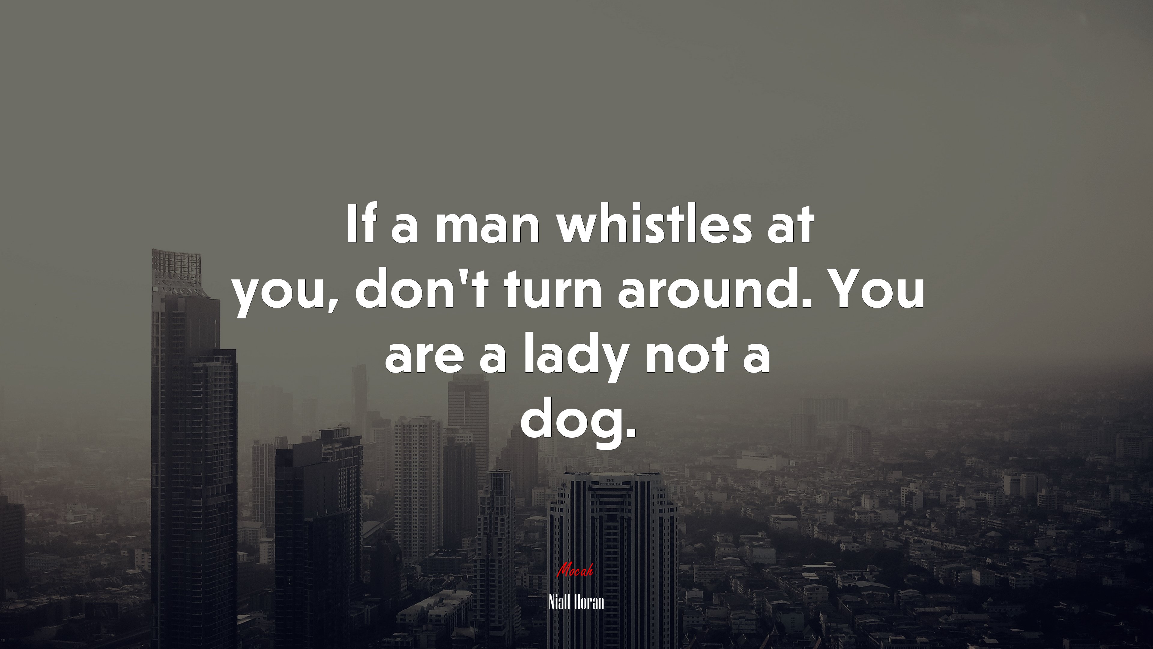 If a man whistles at you, don’t turn around. You are a lady not a dog. | Niall Horan quote HD Wallpaper