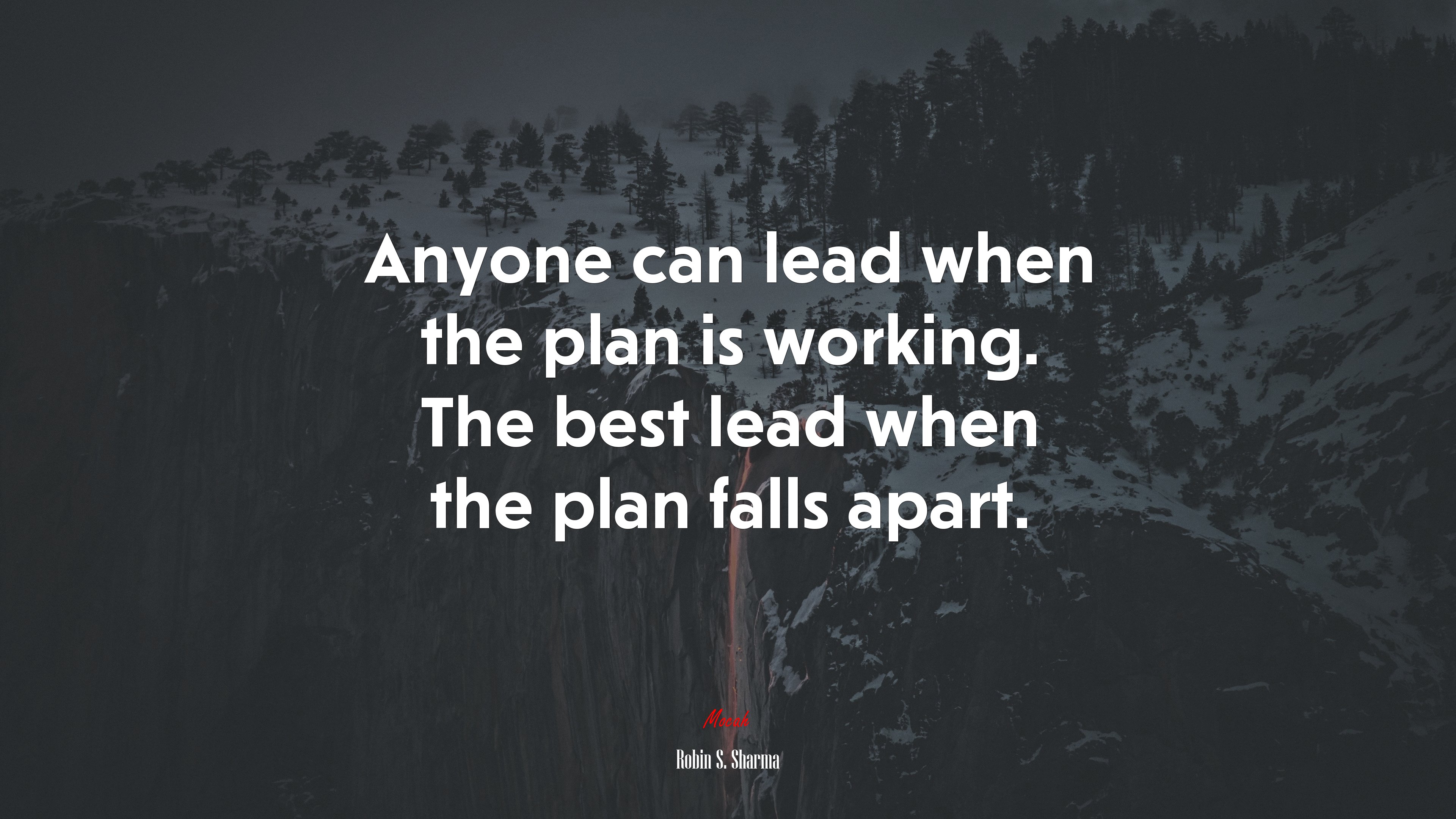 Anyone can lead when the plan is working. The best lead when the plan falls apart. | Robin S. Sharma quote HD Wallpaper